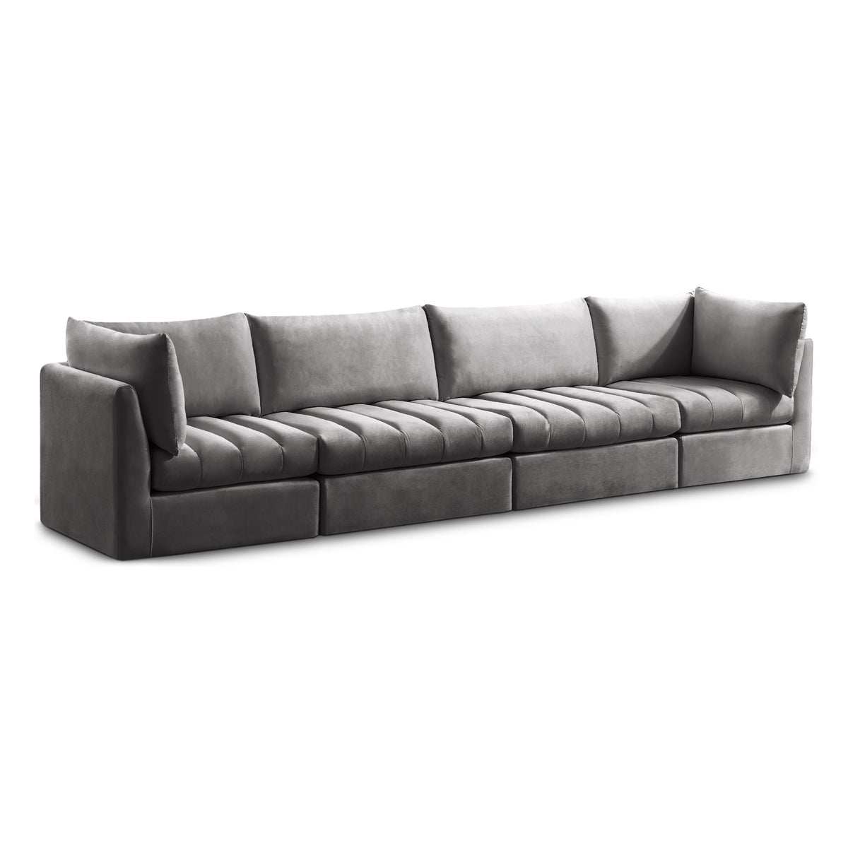 Jacob Velvet Modular Sectional — 4-Piece Sofa — Grey