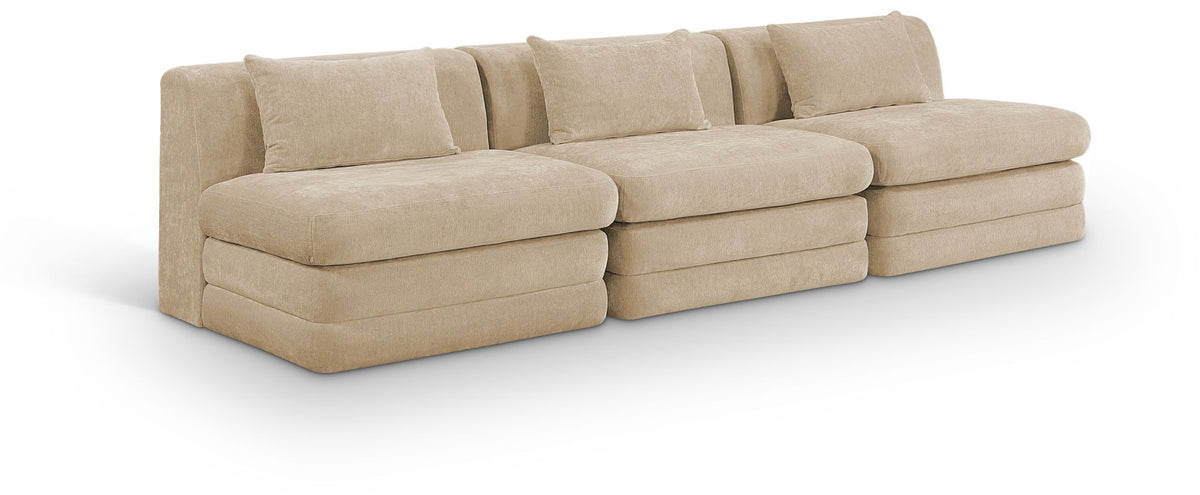 Stellar Chenille Modular Sectional — 3-Piece 114" Sofa, Style A — Beige