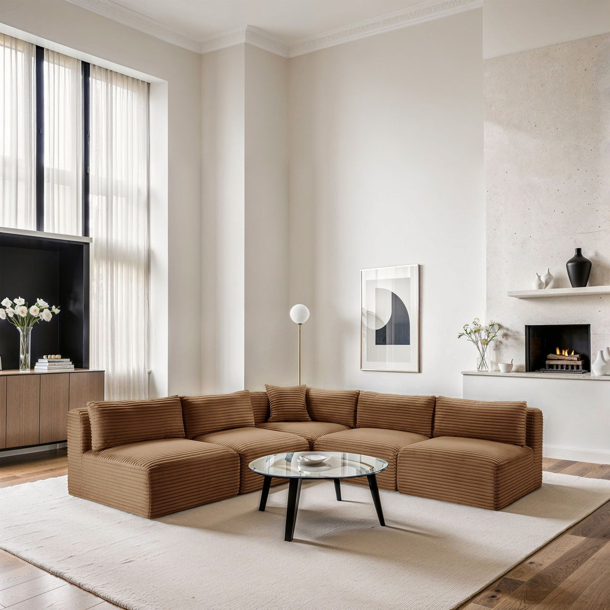 Shaggy - 5 Piece Modular Corner Armless Sectional - Sectional