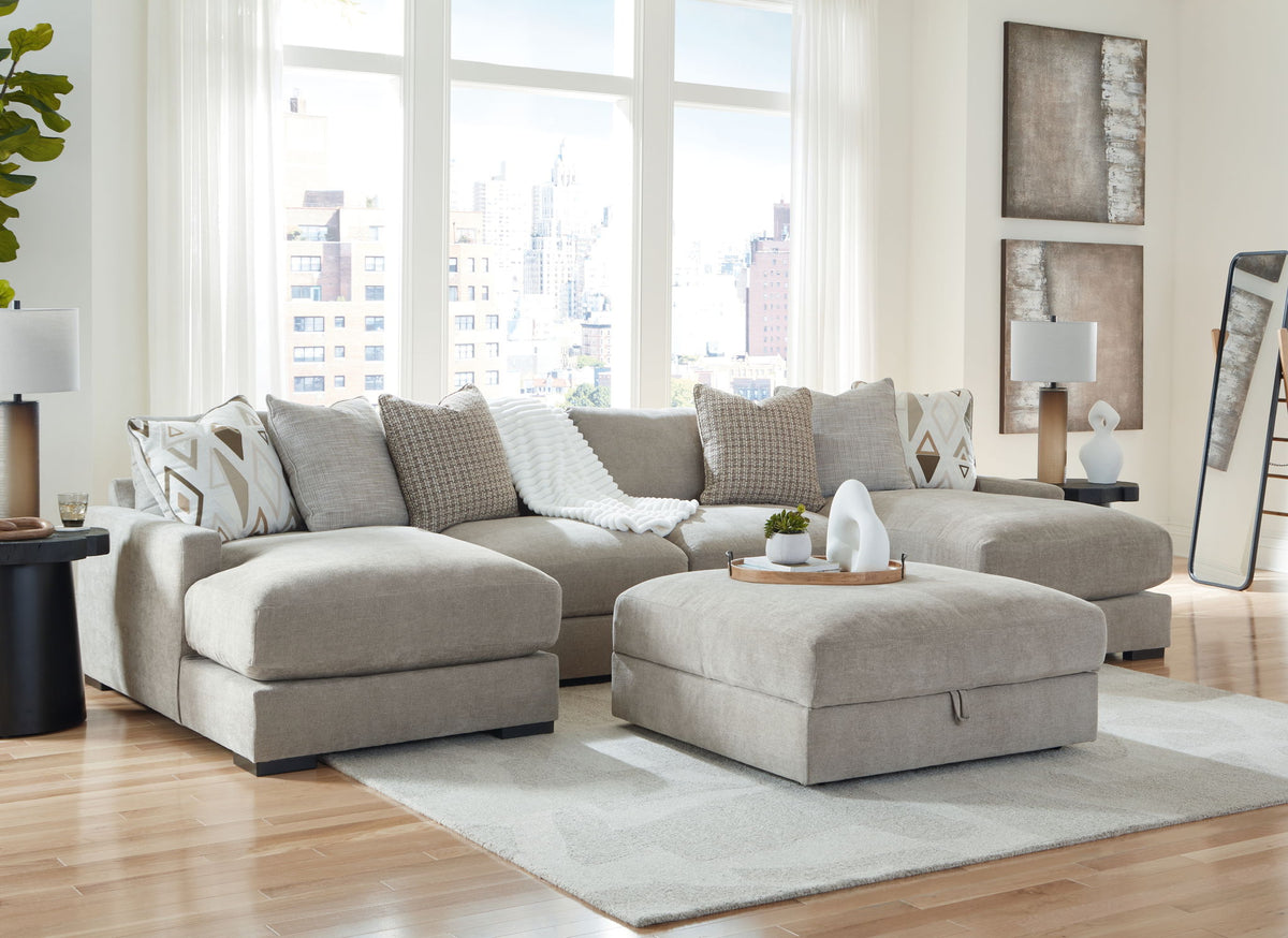 Aslan Court Pebble Modular Sectional — 5-Piece Sofa Pit Sectional + Ottoman