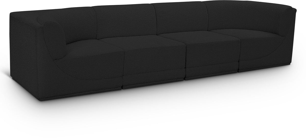 Ollie Boucle Modular Sectional — 4-Piece Sofa — Black