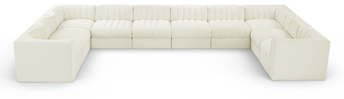 Rummi Performance Velvet Modular Sectional — 10-Piece Sectional — Cream