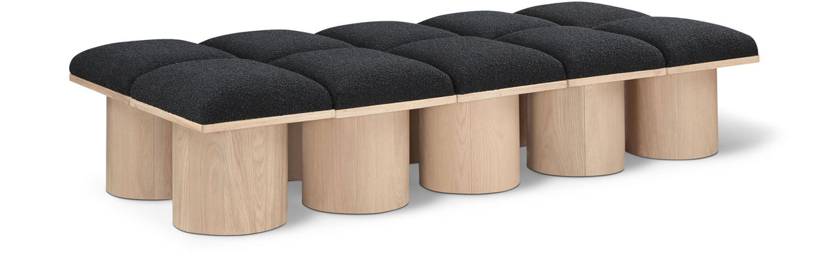 Pavilion Modular Bench 10-Piece Bench, 77.5"W x 36"D — Black / Natural Base
