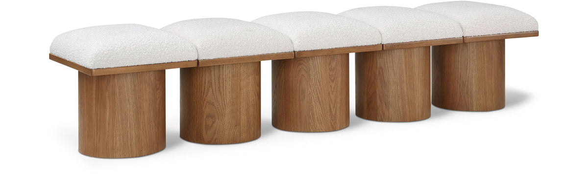 Pavilion Modular Bench 5-Piece Bench, 77.5"W x 18"D — Cream / Brown Base