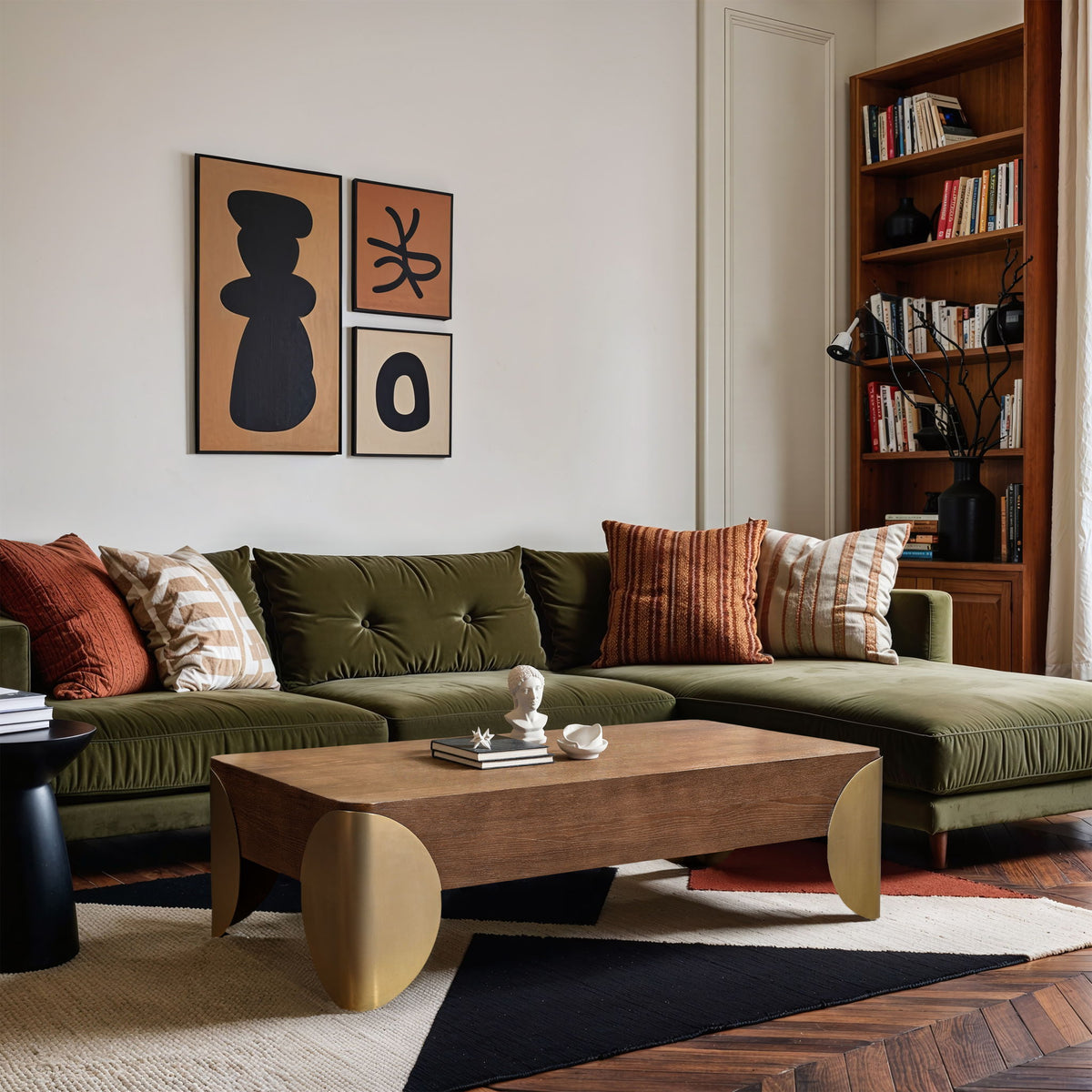 Cazari Oak Wood and Iron Coffee Table