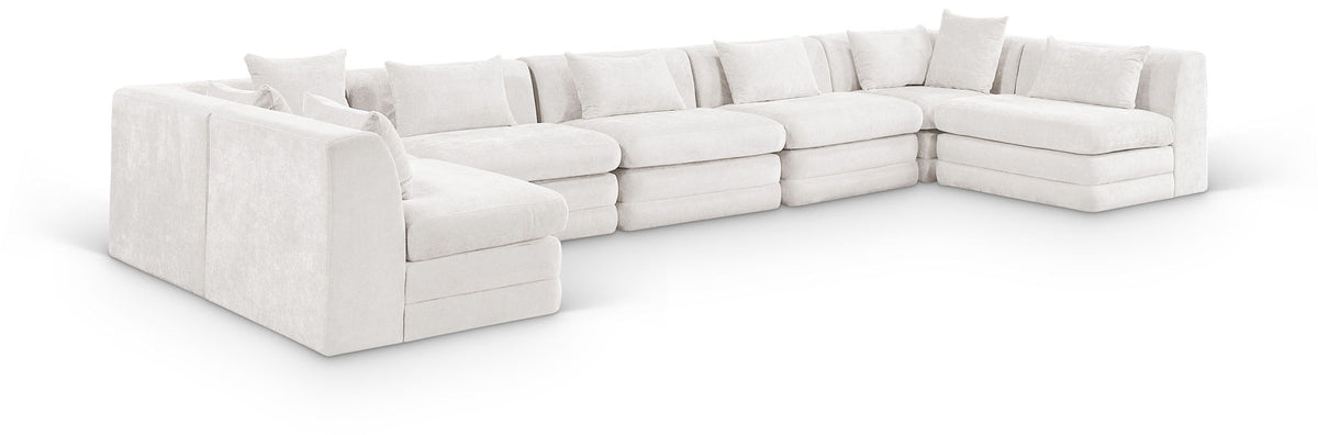 Stellar Chenille Modular Sectional — 7-Piece 190" Sectional — Cream
