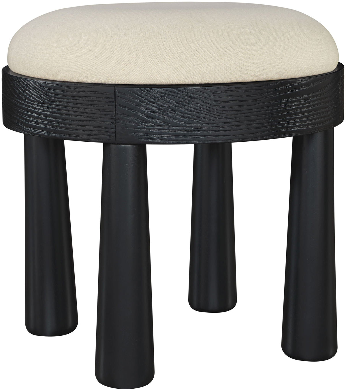Larea Linen Ottoman — Black Base, 3 Colors - Cream