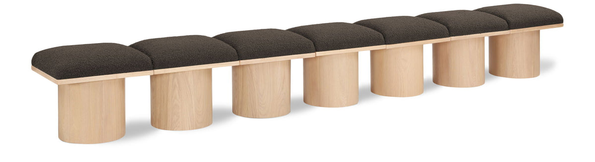Pavilion Modular Bench 7-Piece Bench, 126"W x 15.5"D — Brown / Natural Base