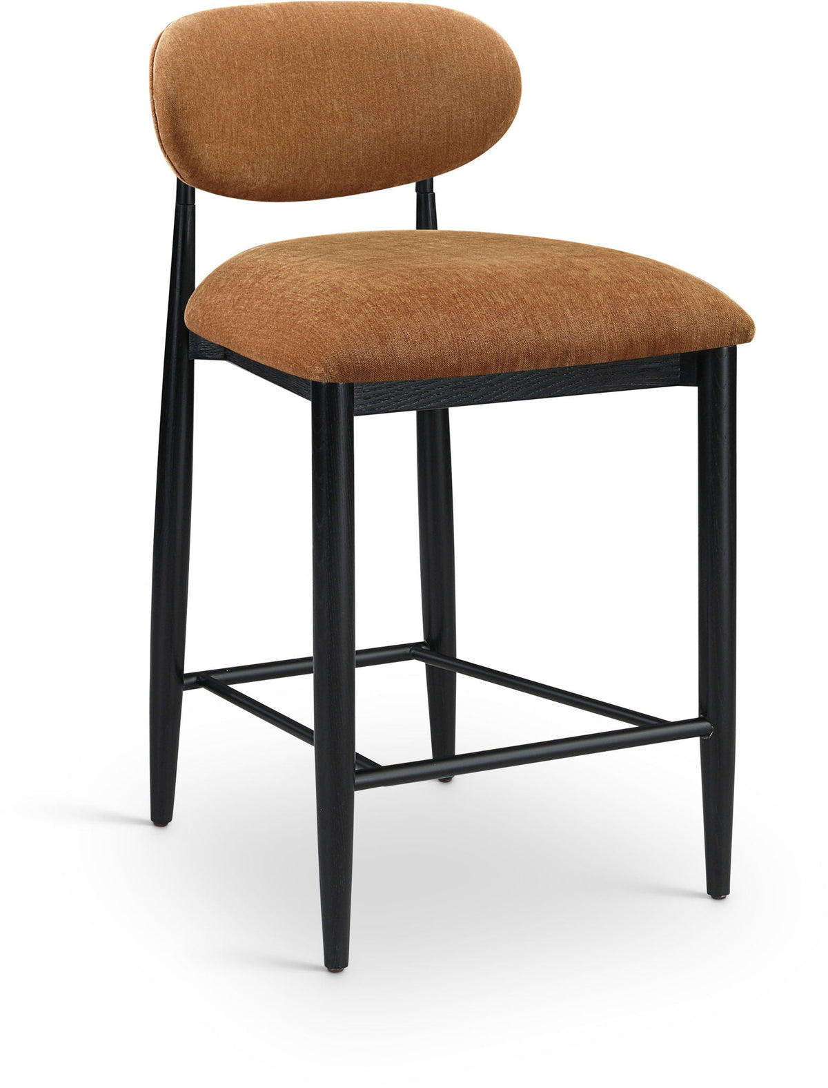 Riccio Fabric Counter Stool with Black Frame & Black Accents