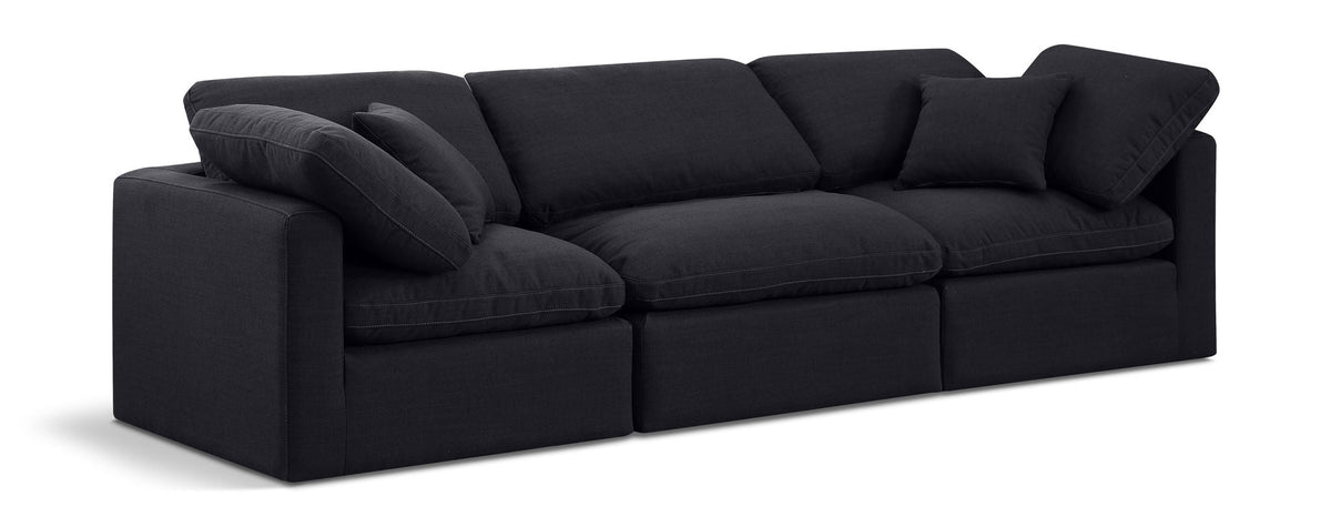 Indulge Linen Modular Sectional — 3-Piece Sofa — Black