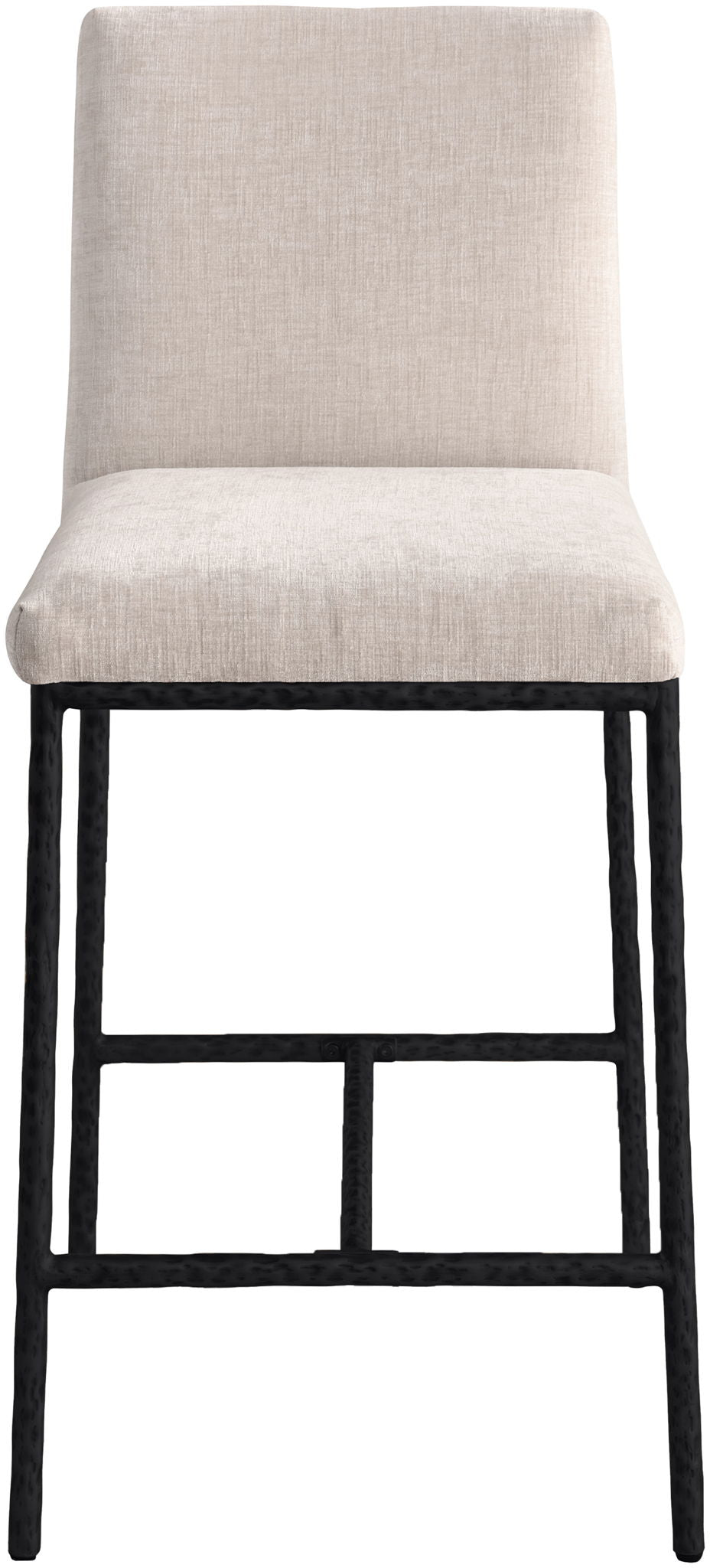 Reeves - Chenille Fabric Upholstered Counter Stool (Set of 2) with Black Base