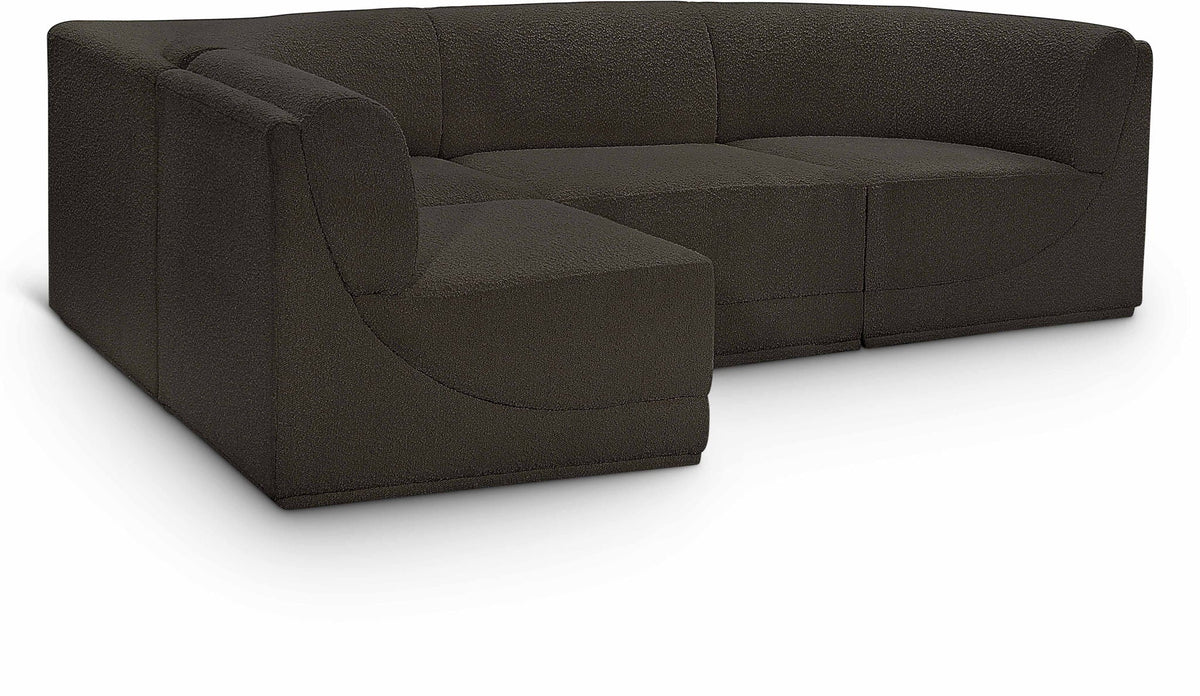 Ollie Boucle Modular Sectional — 4-Piece Sectional — Brown