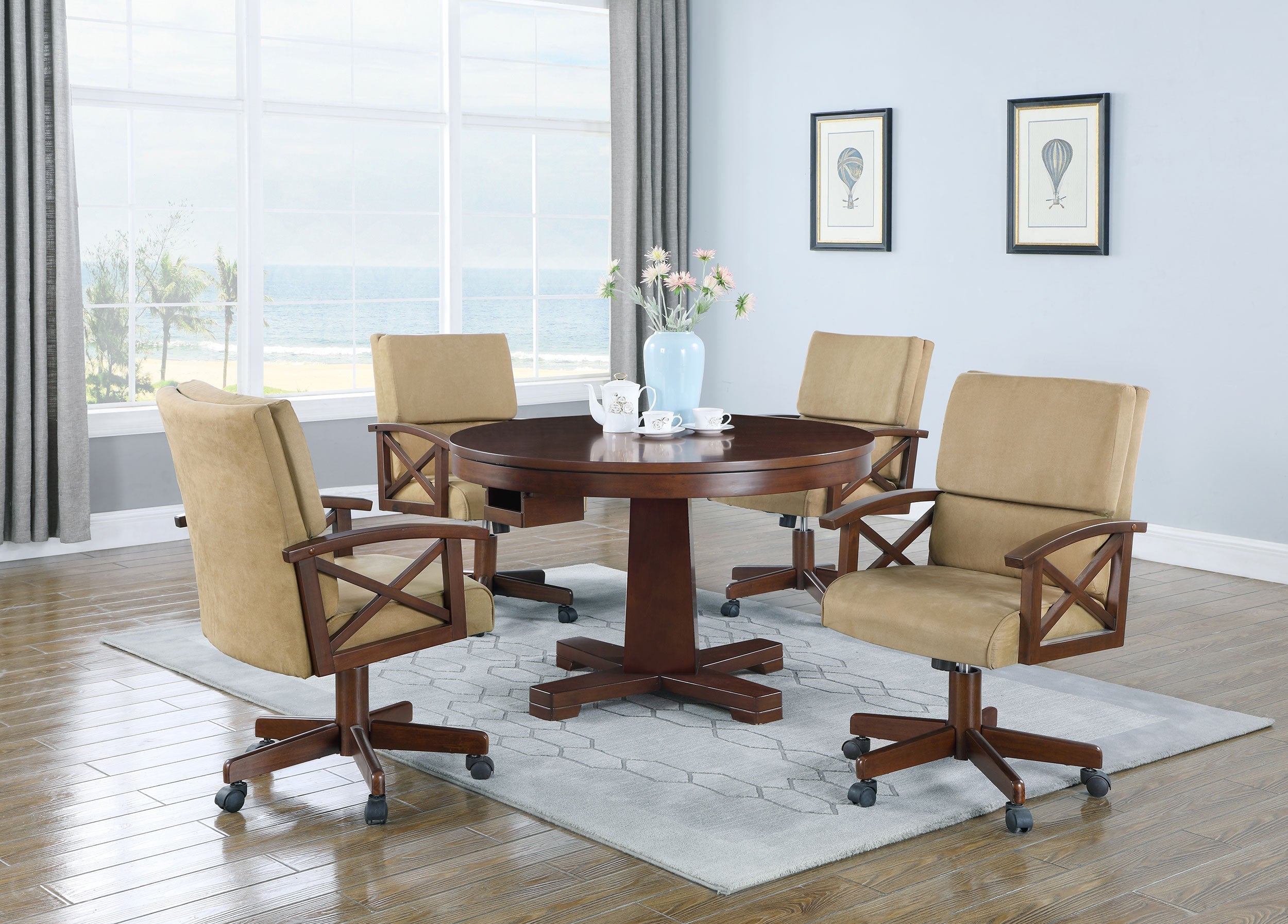 Marietta Game Table Set Tobacco and Tan