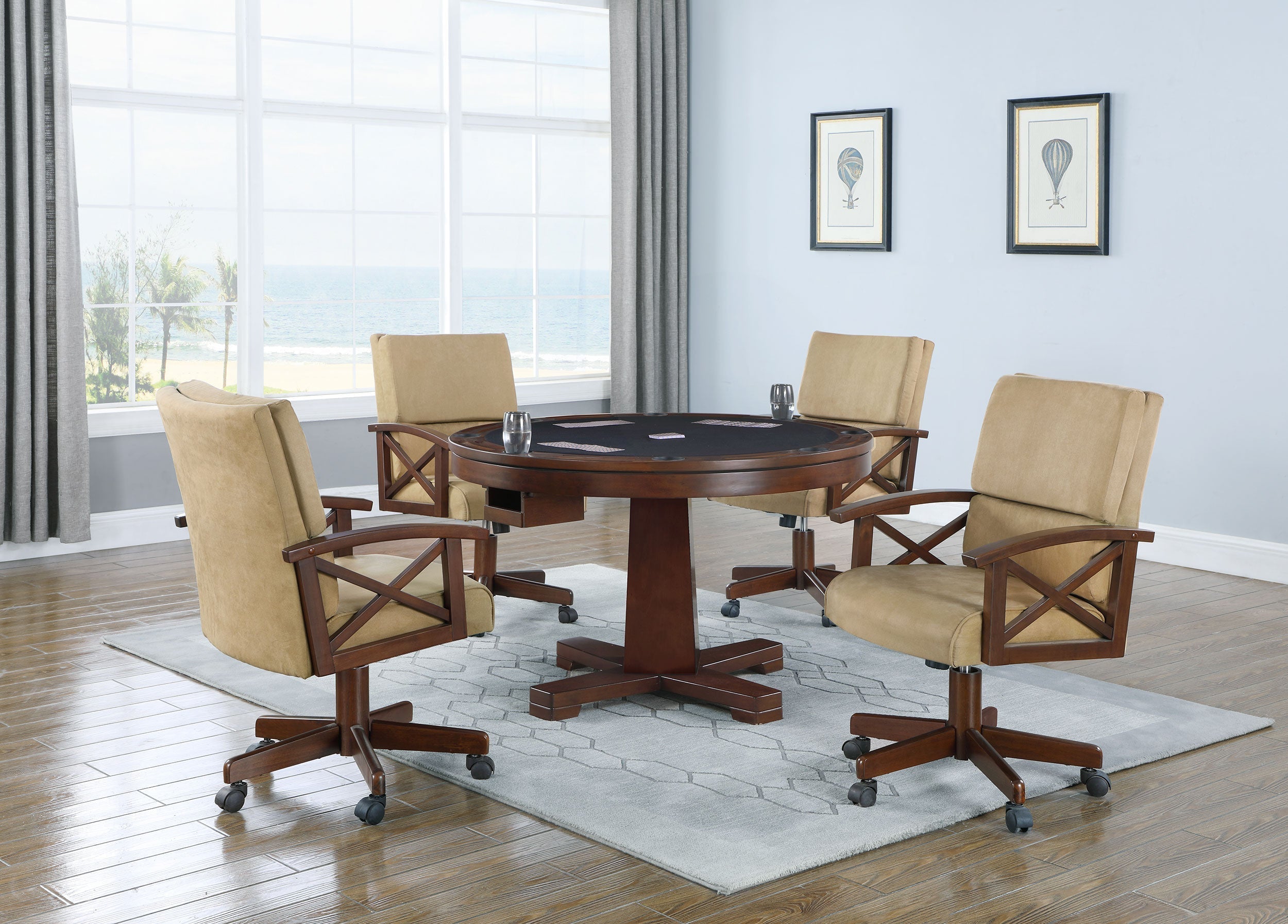 Marietta Game Table Set Tobacco and Tan