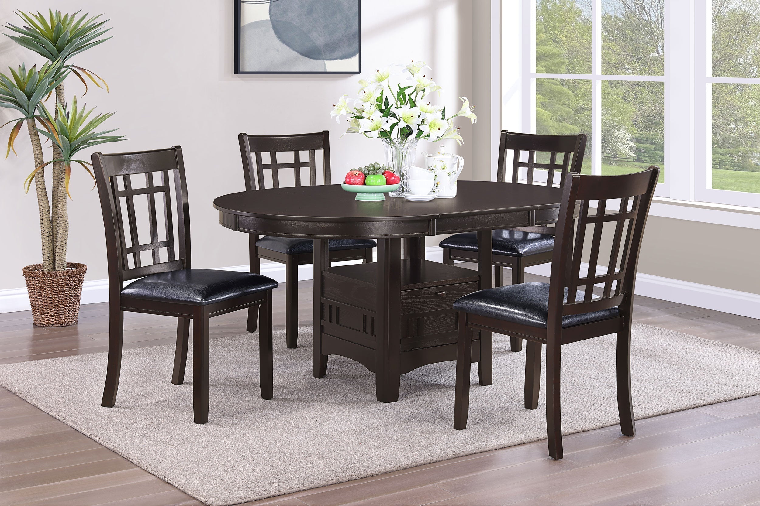 Lavon Dining Room Set Espresso and Black