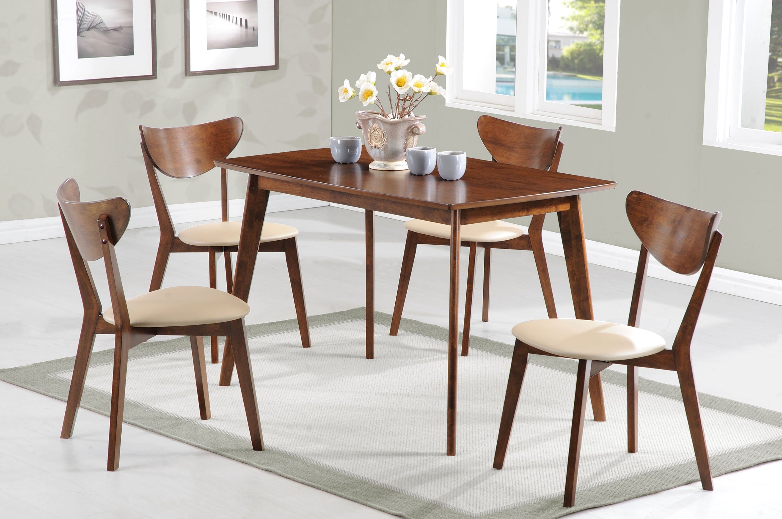 Kersey Rectangular Dining Set Chestnut and Tan