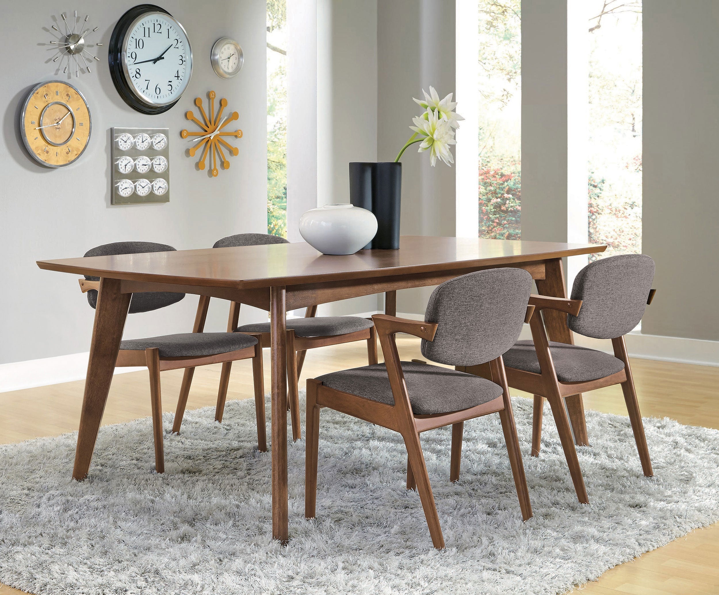 Malone Dining Room Set Dark Walnut and Brown