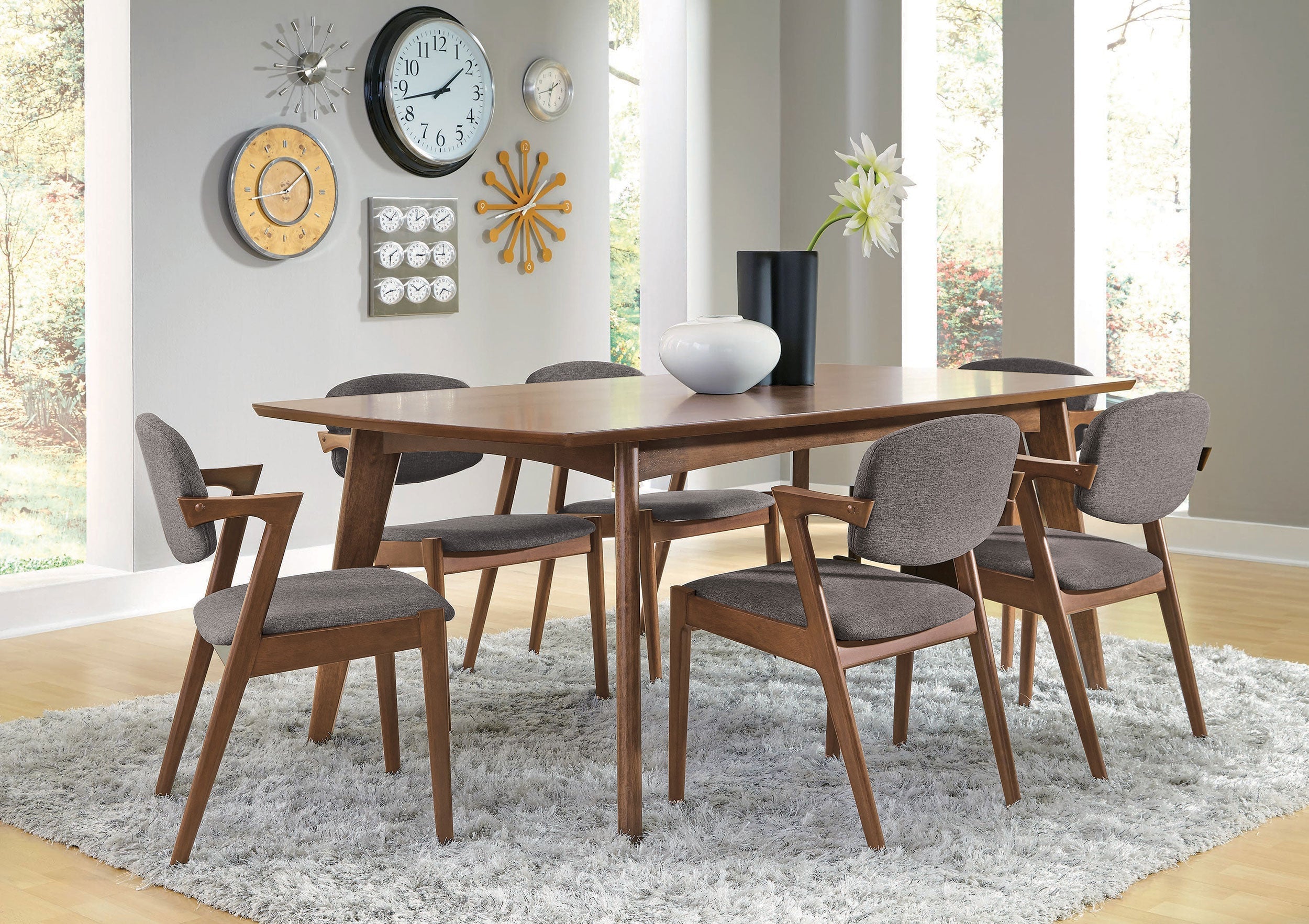 Malone Dining Room Set Dark Walnut and Brown