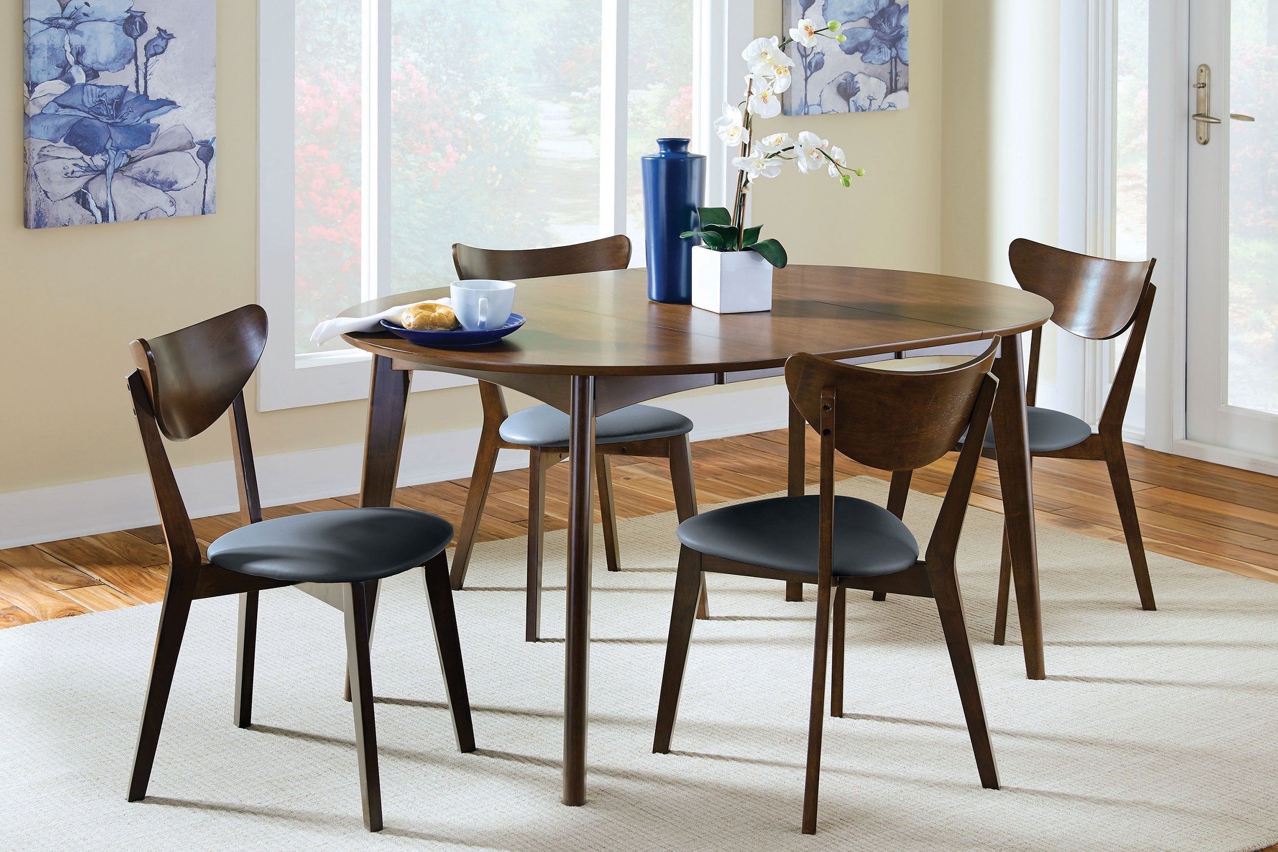 Jedda Dining Room Set Dark Walnut and Black