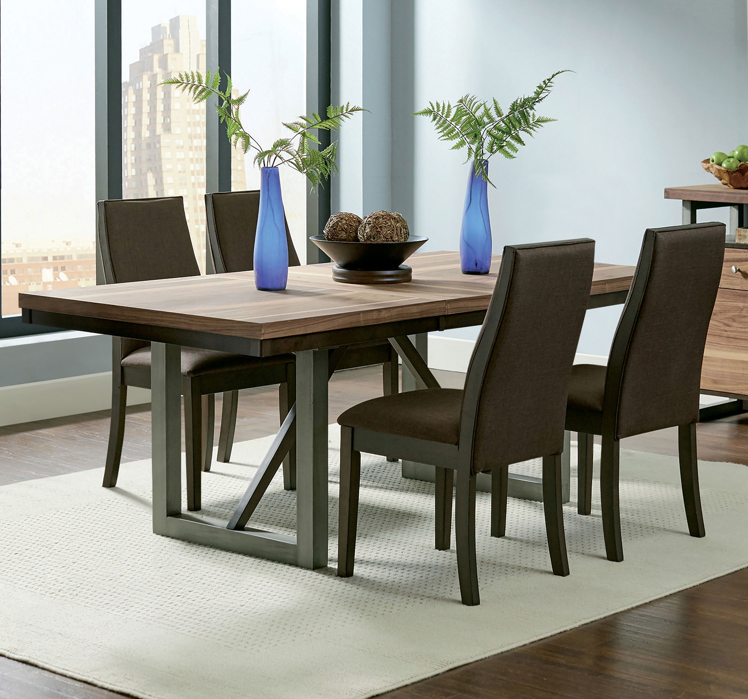 Spring Creek Dining Room Set Natural Walnut and Chocolate Brown