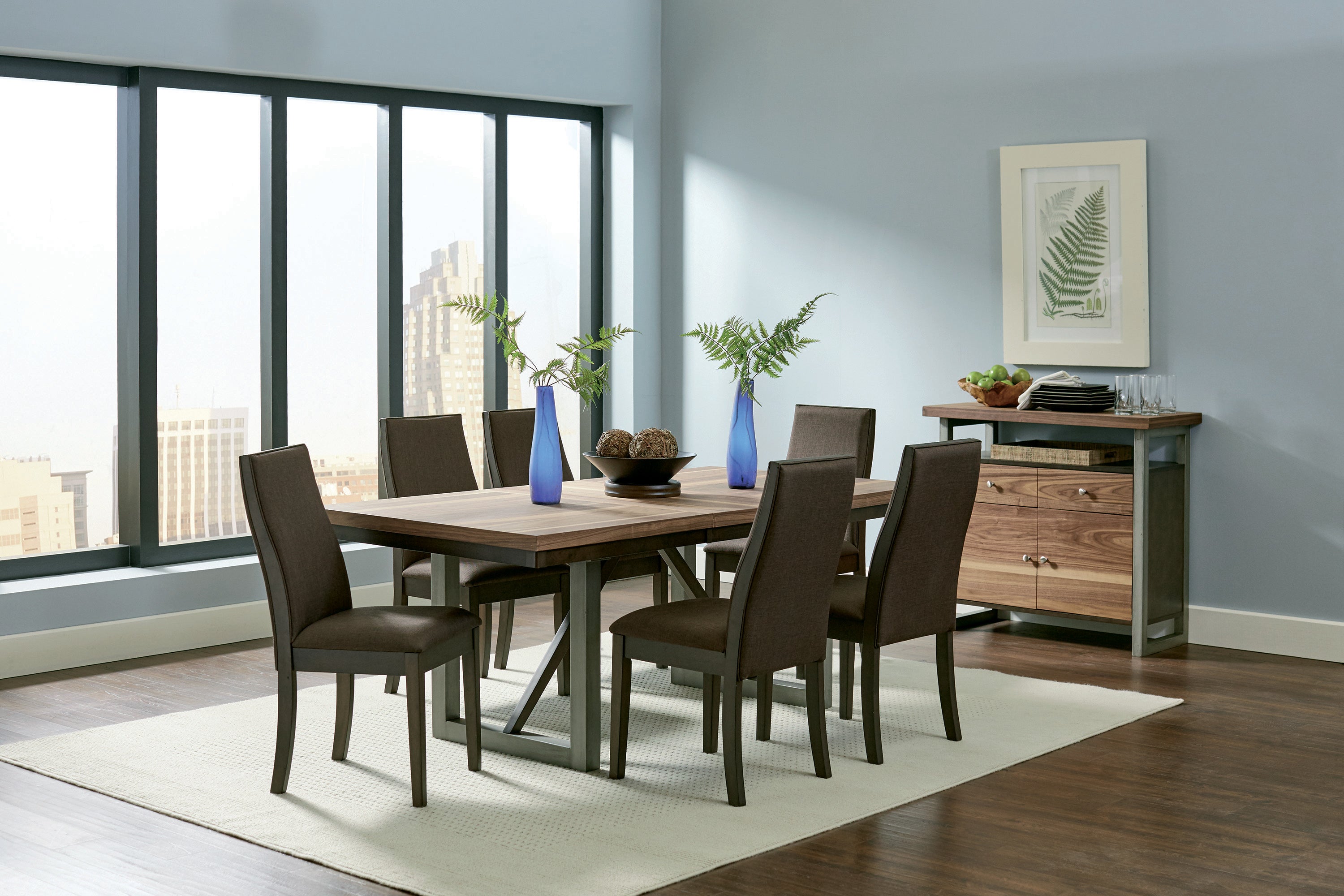 Spring Creek Dining Room Set Natural Walnut and Taupe