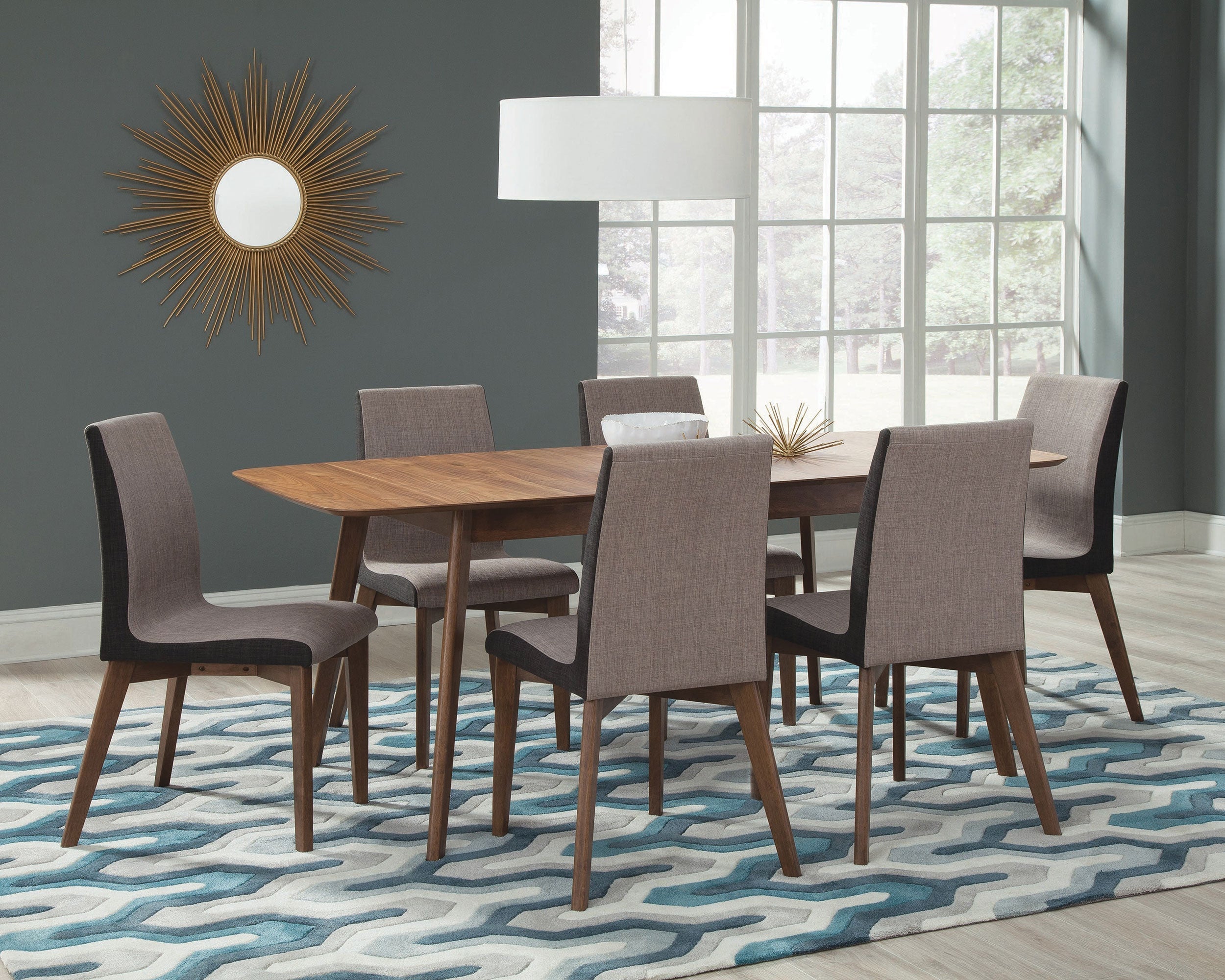 Redbridge Dining Room Set Natural Walnut and Grey