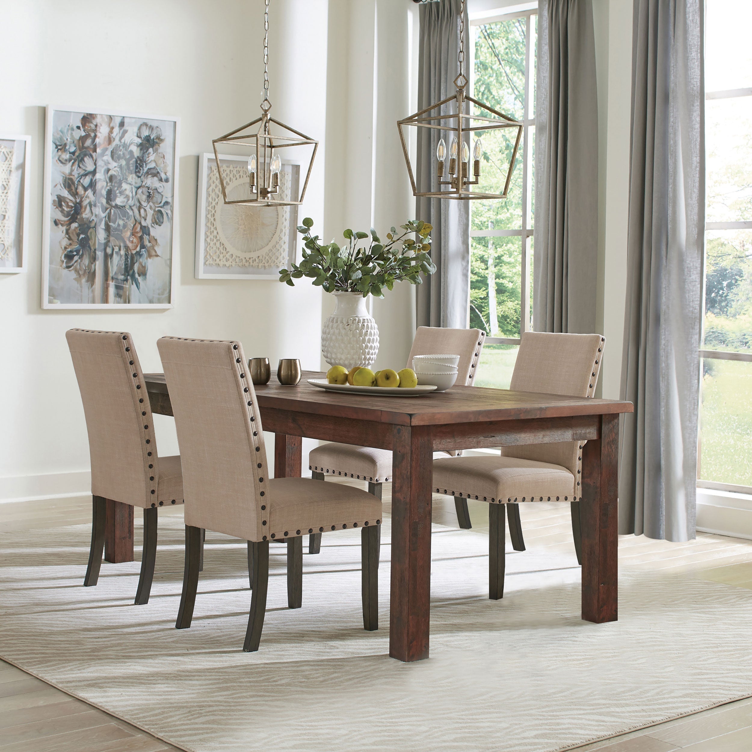 Coleman Rectangular Dining Set Rustic Golden Brown