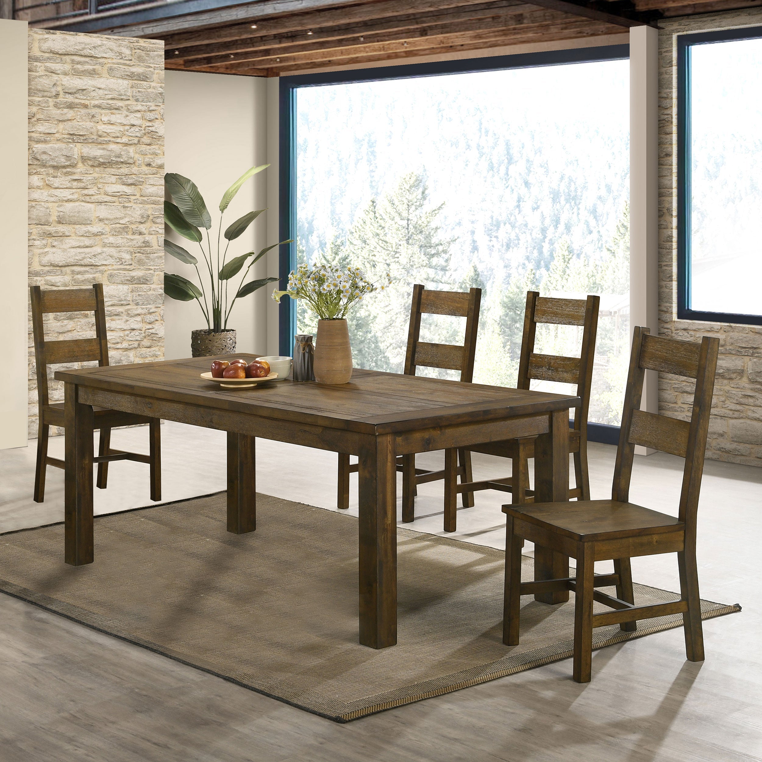Coleman Rectangular Dining Set Rustic Golden Brown