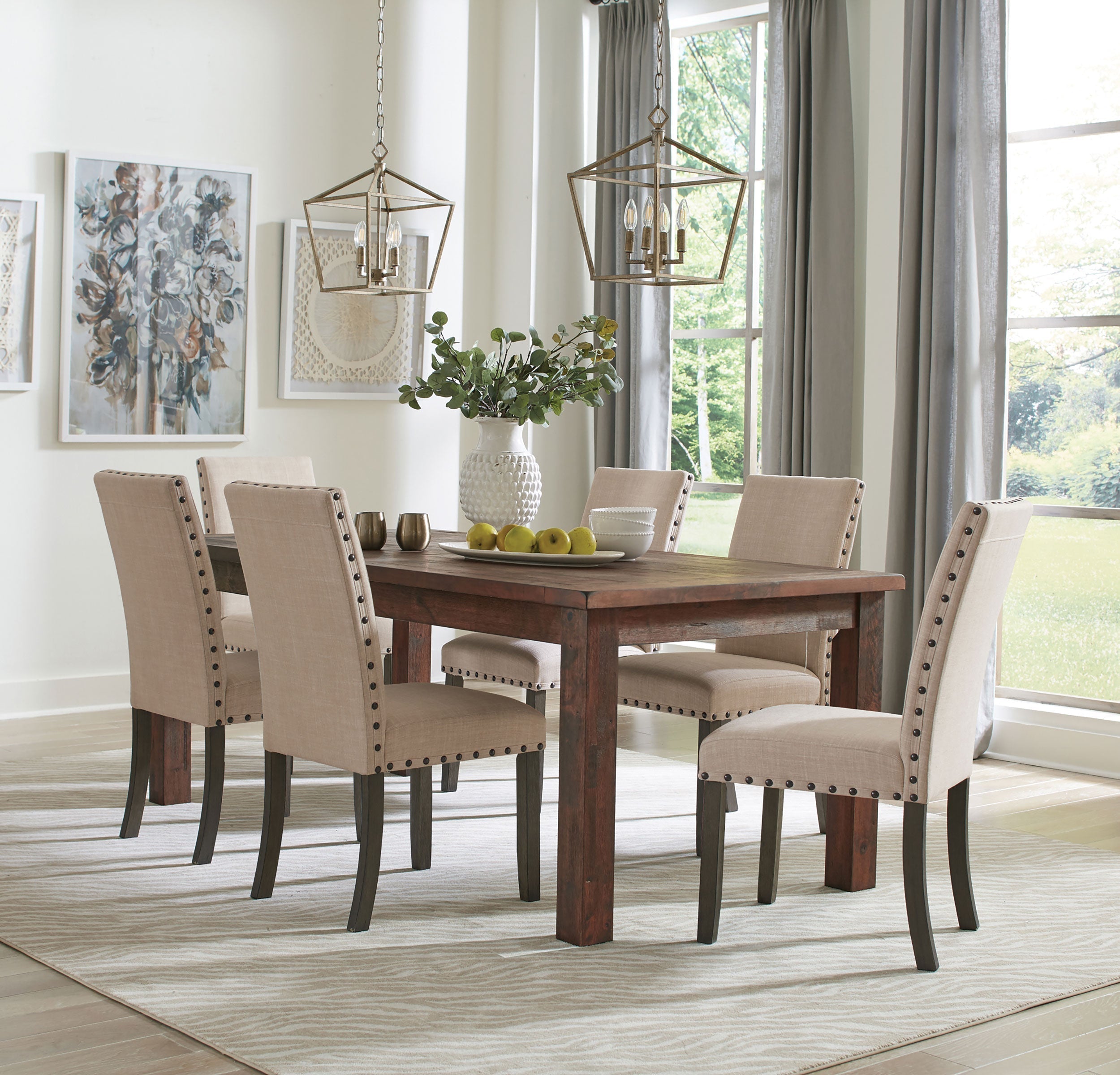 Coleman Rectangular Dining Set Rustic Golden Brown
