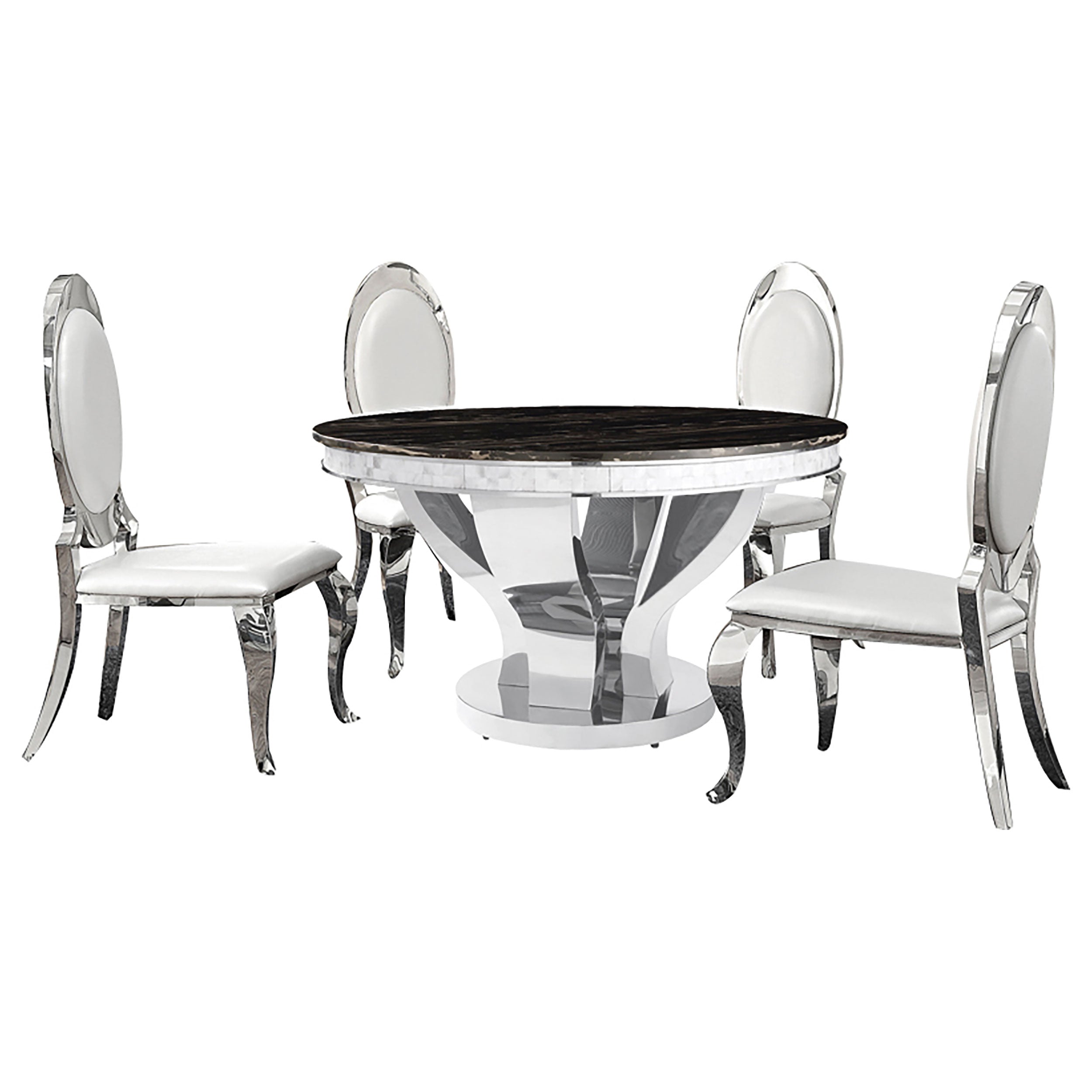 Anchorage 5-piece Round Stainless Steel Dining Set Chrome