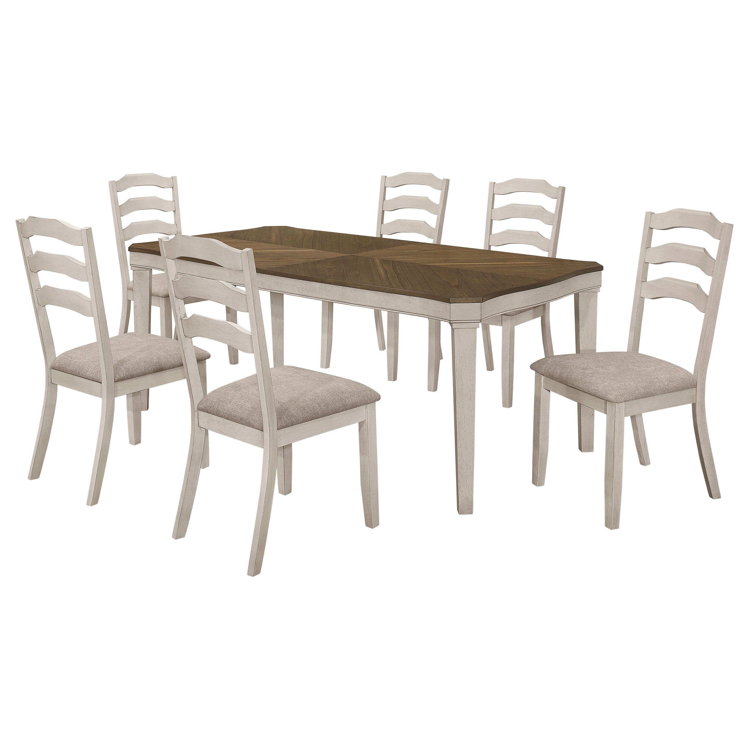 Ronnie Starburst Dining Table Set Khaki and Rustic Cream