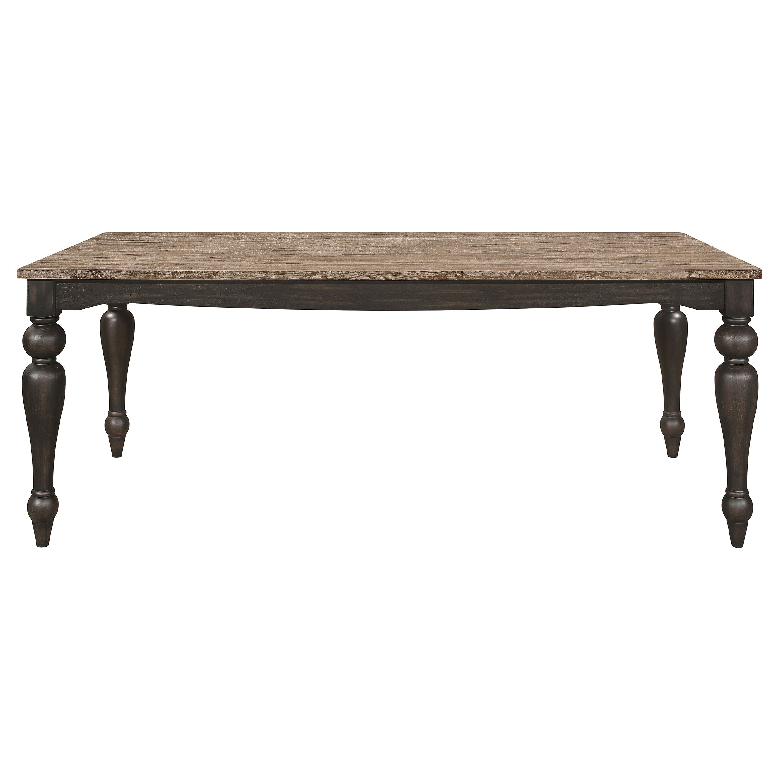 Bridget Rectangular Dining Set Brown Brushed and Charcoal Sandthrough