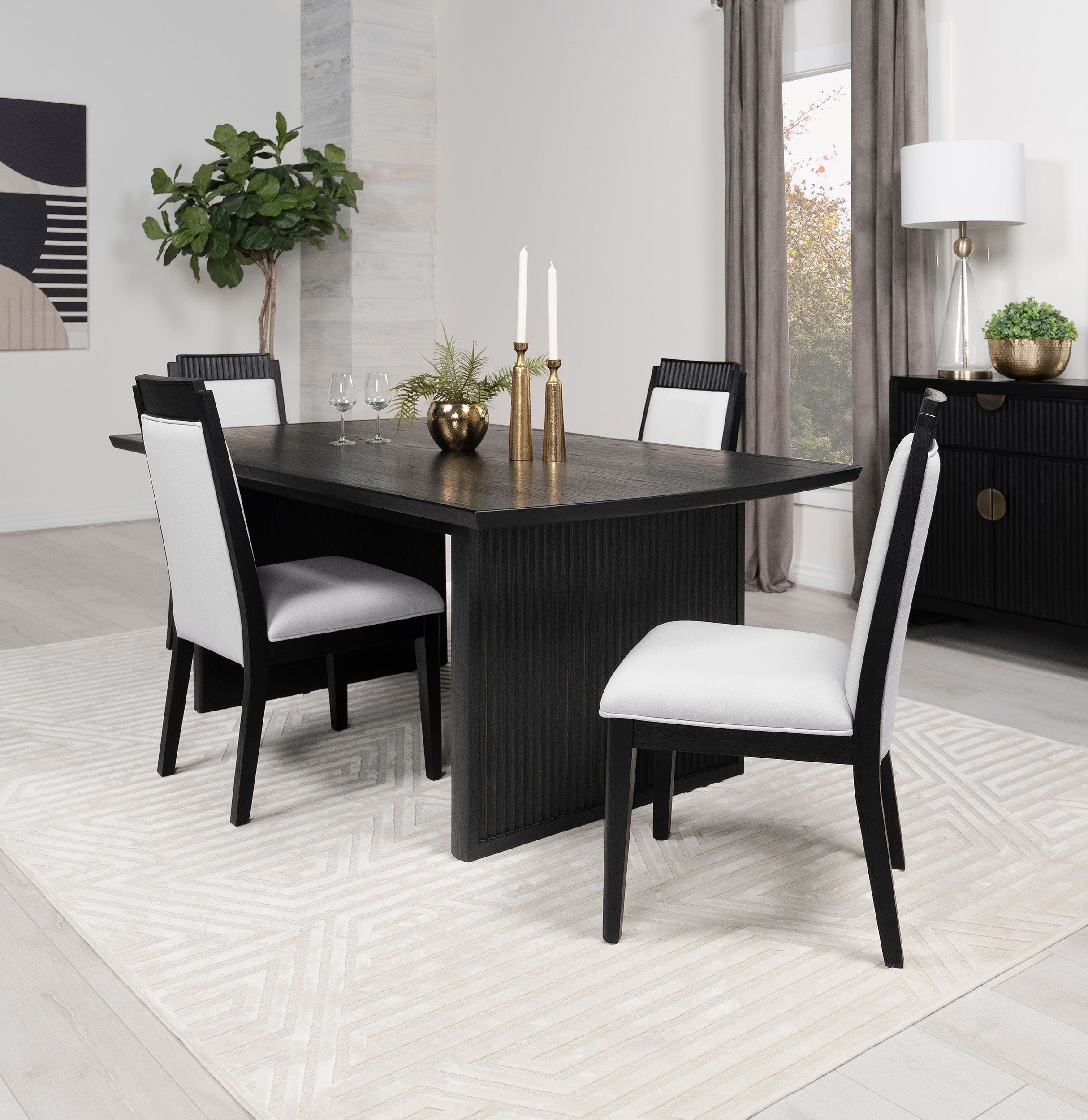 Brookmead Rectangular Dining Set with 18" Removable Extension Leaf Black