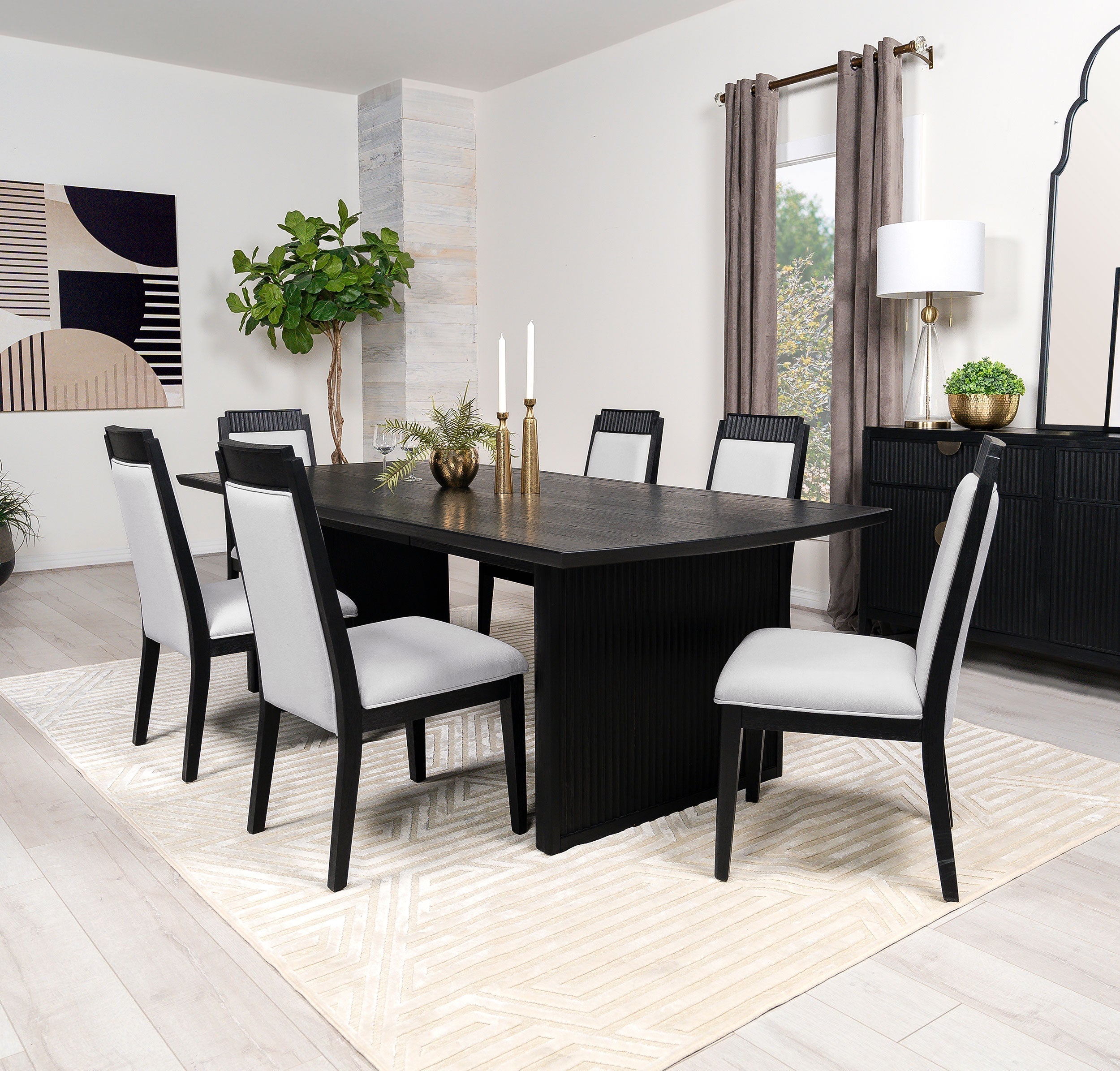 Brookmead Rectangular Dining Set with 18" Removable Extension Leaf Black