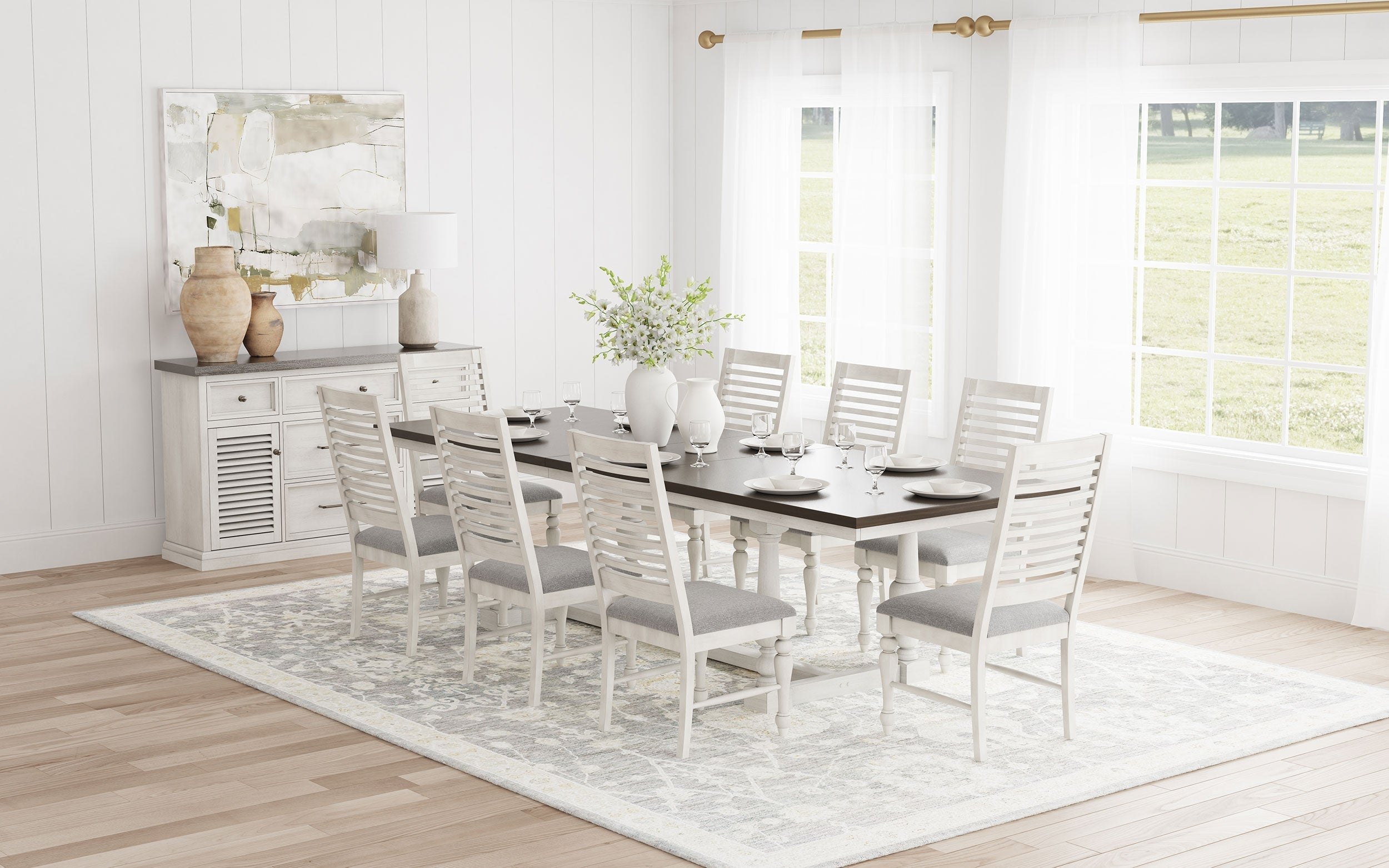 Aventine Extension Leaf Dining Set Vintage White