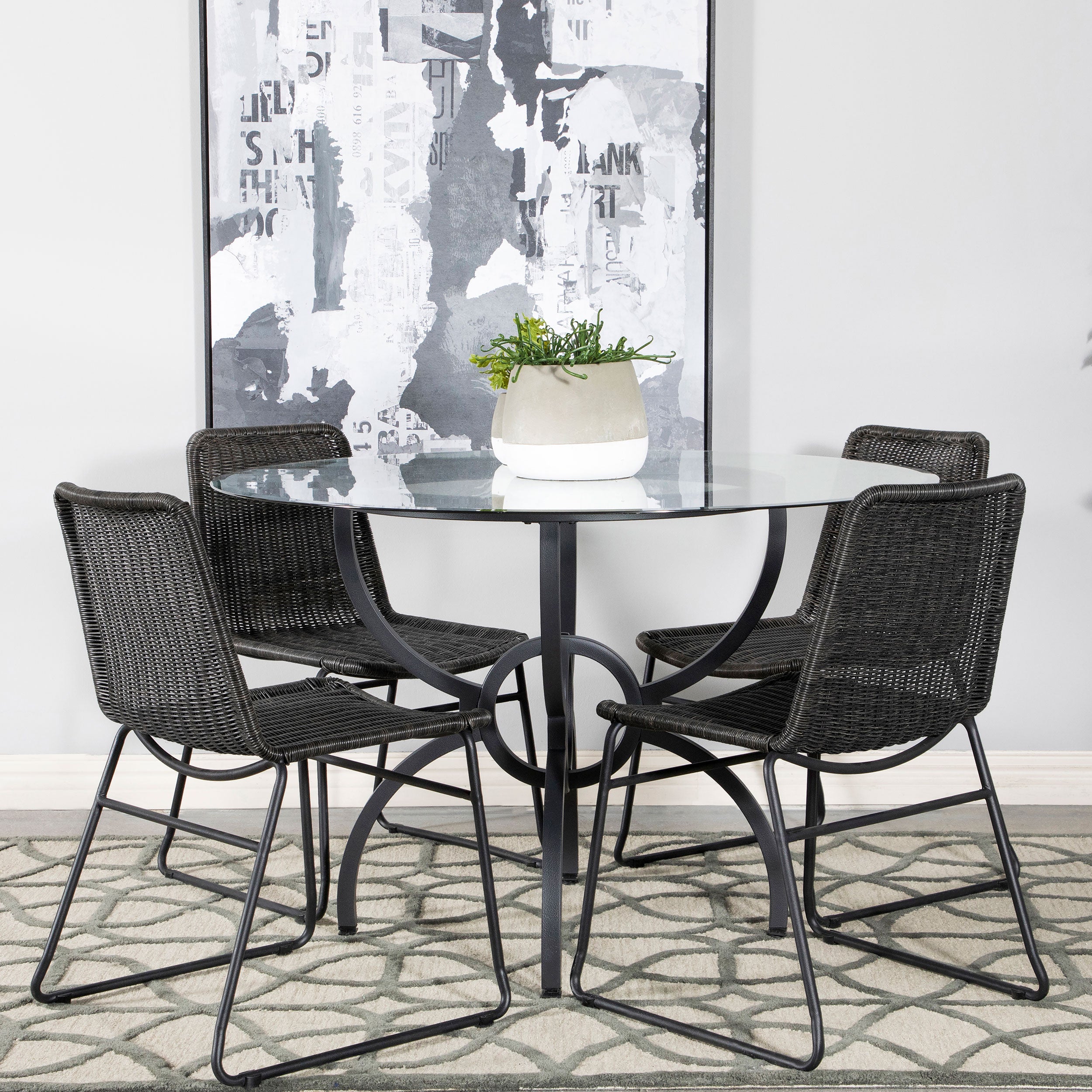 Aviano Round Dining Set Gunmetal and Brown