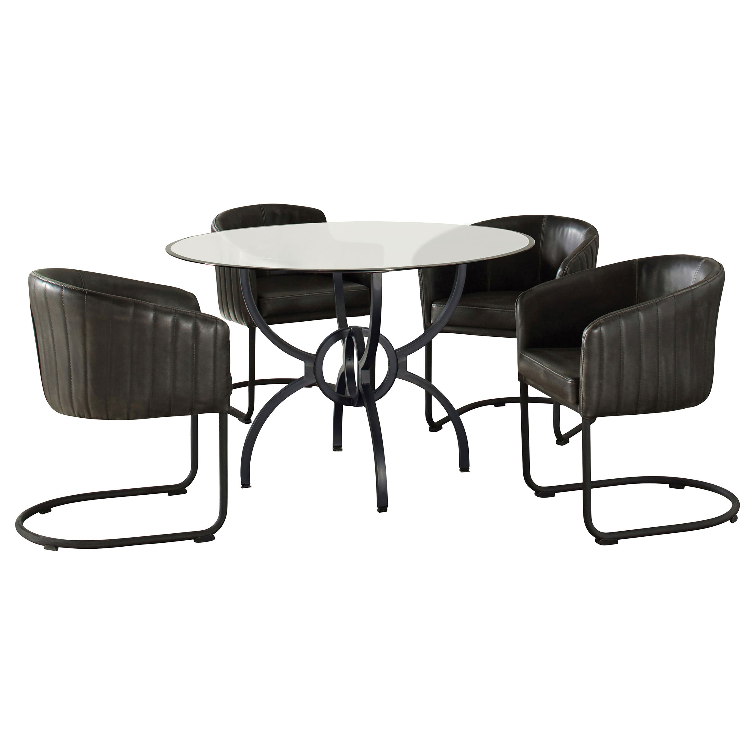 Aviano Dining Set Gunmetal and Matte Black