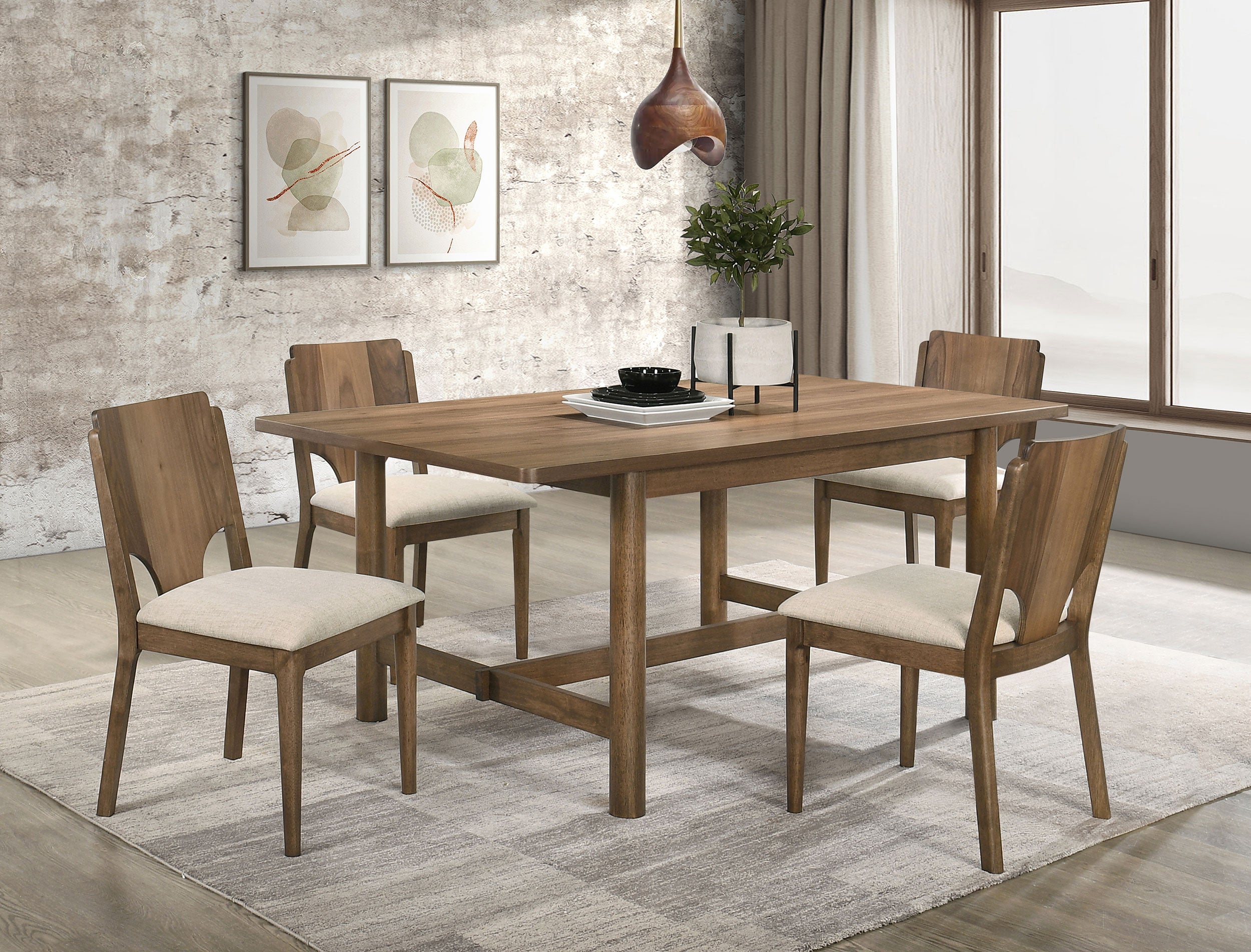 Crestmore Rectangular Dining Table Set Walnut