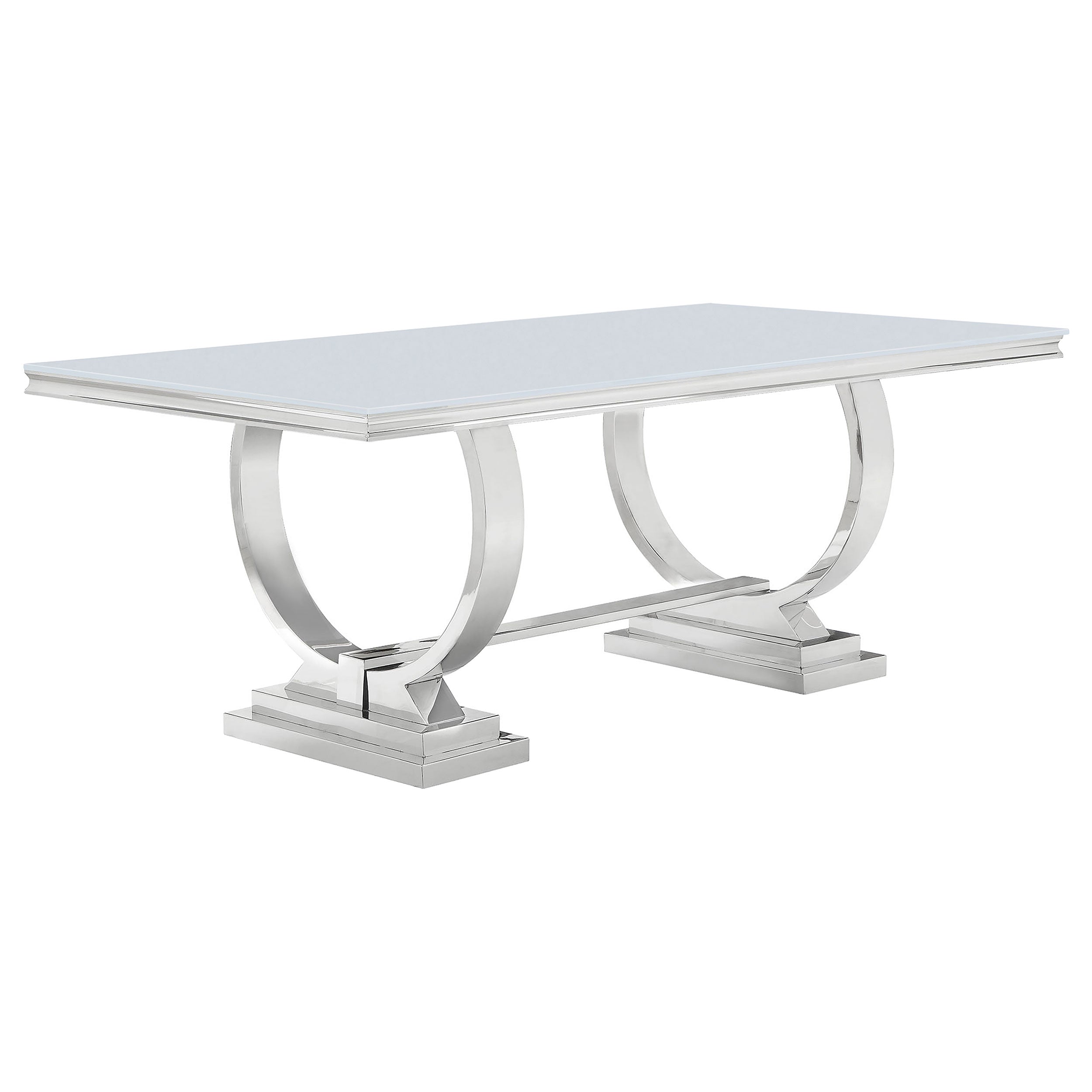 Antoine Rectangular Dining Set Chrome and Grey