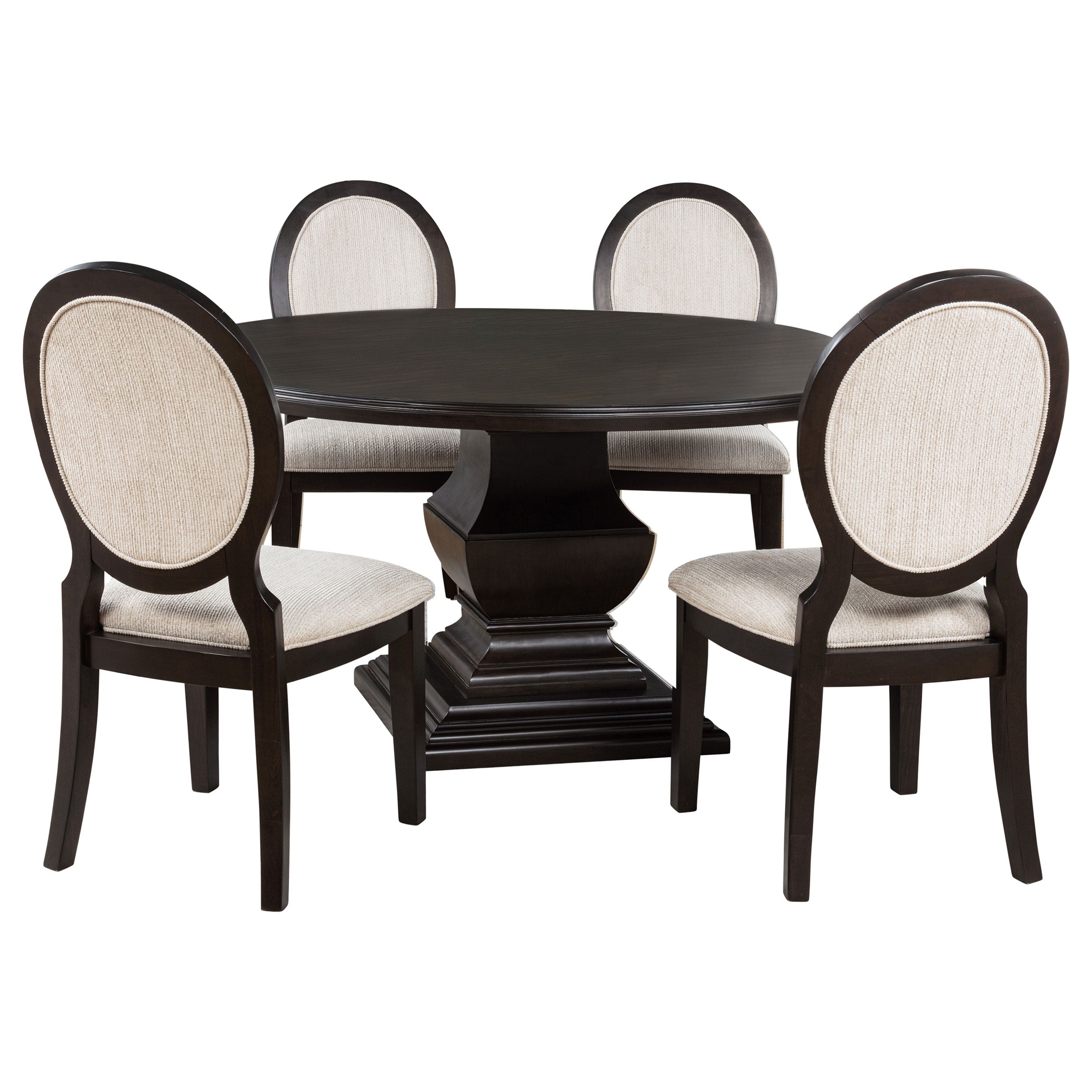 Twyla Round Wood Dining Room Table Set Dark Cocoa