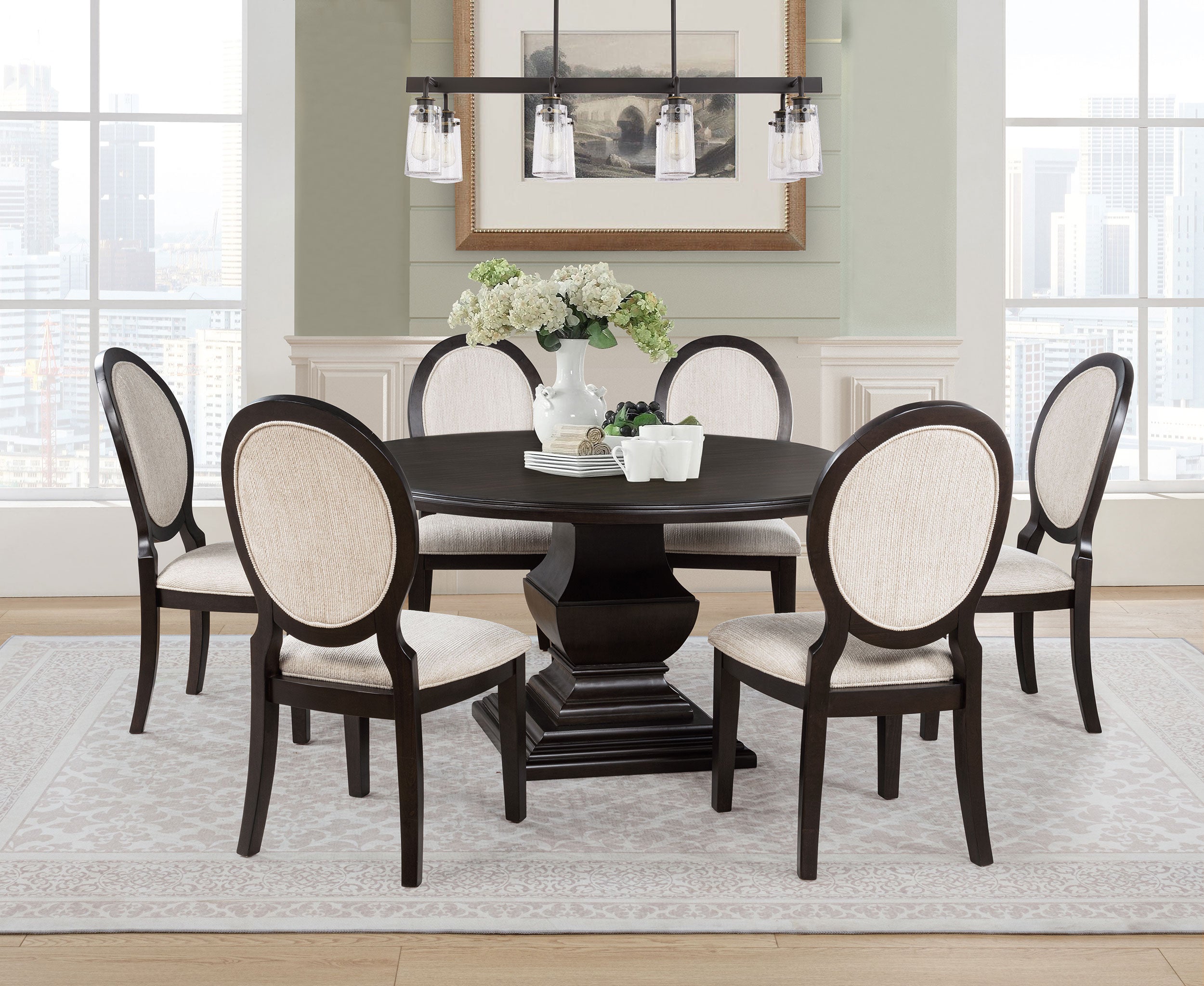 Twyla Round Wood Dining Room Table Set Dark Cocoa