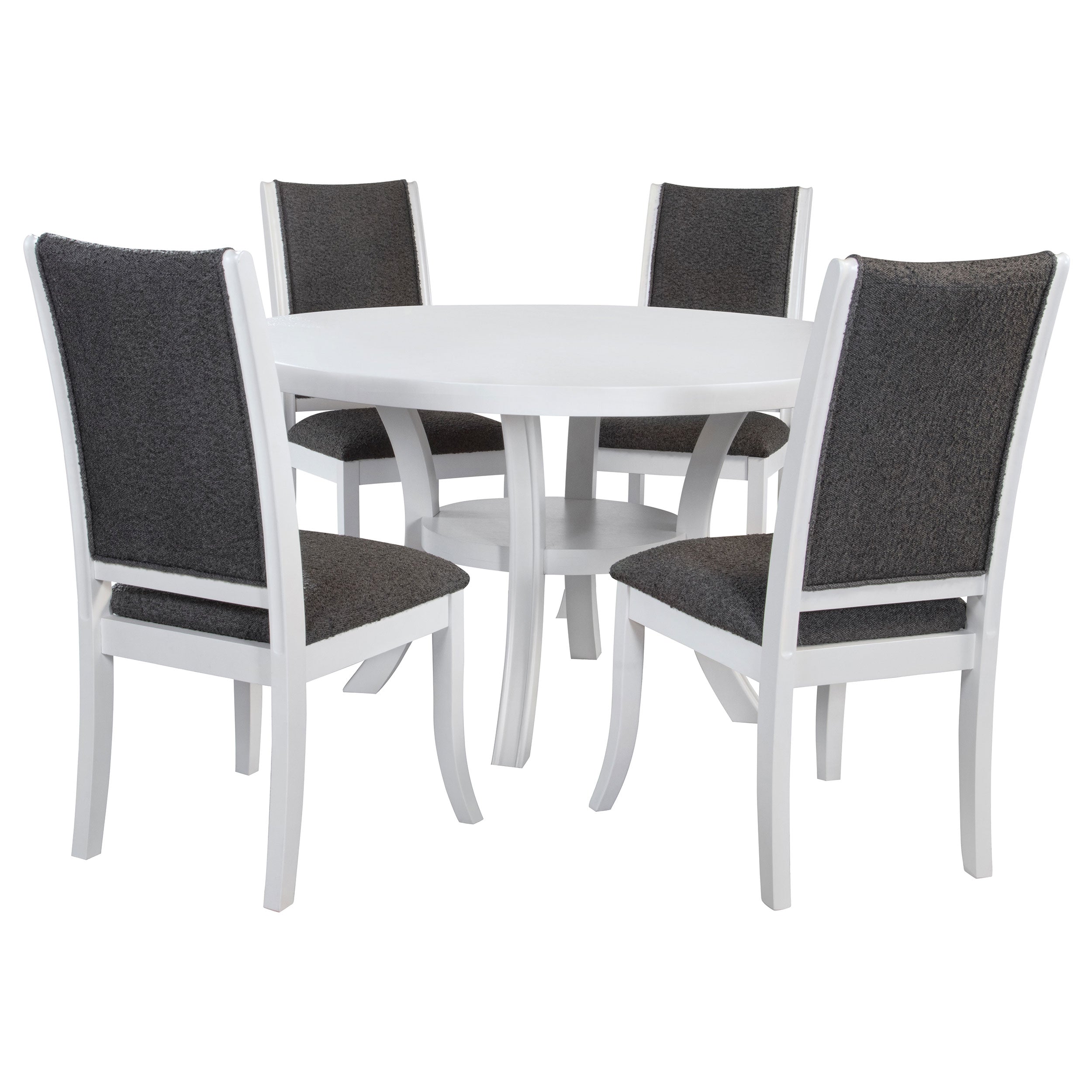 Judd 54-inch Round Wood Dining Table Set Pearl