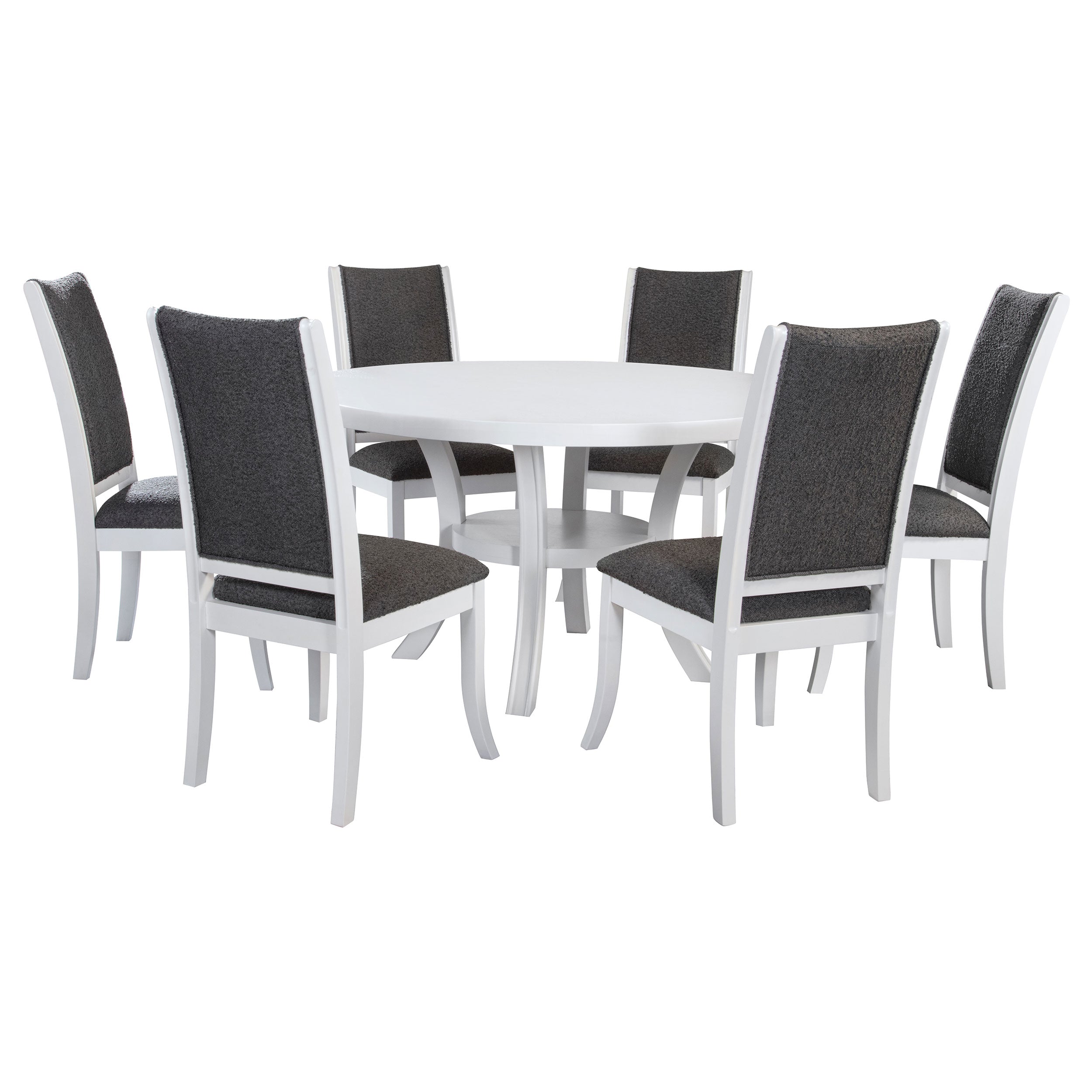 Judd 54-inch Round Wood Dining Table Set Pearl