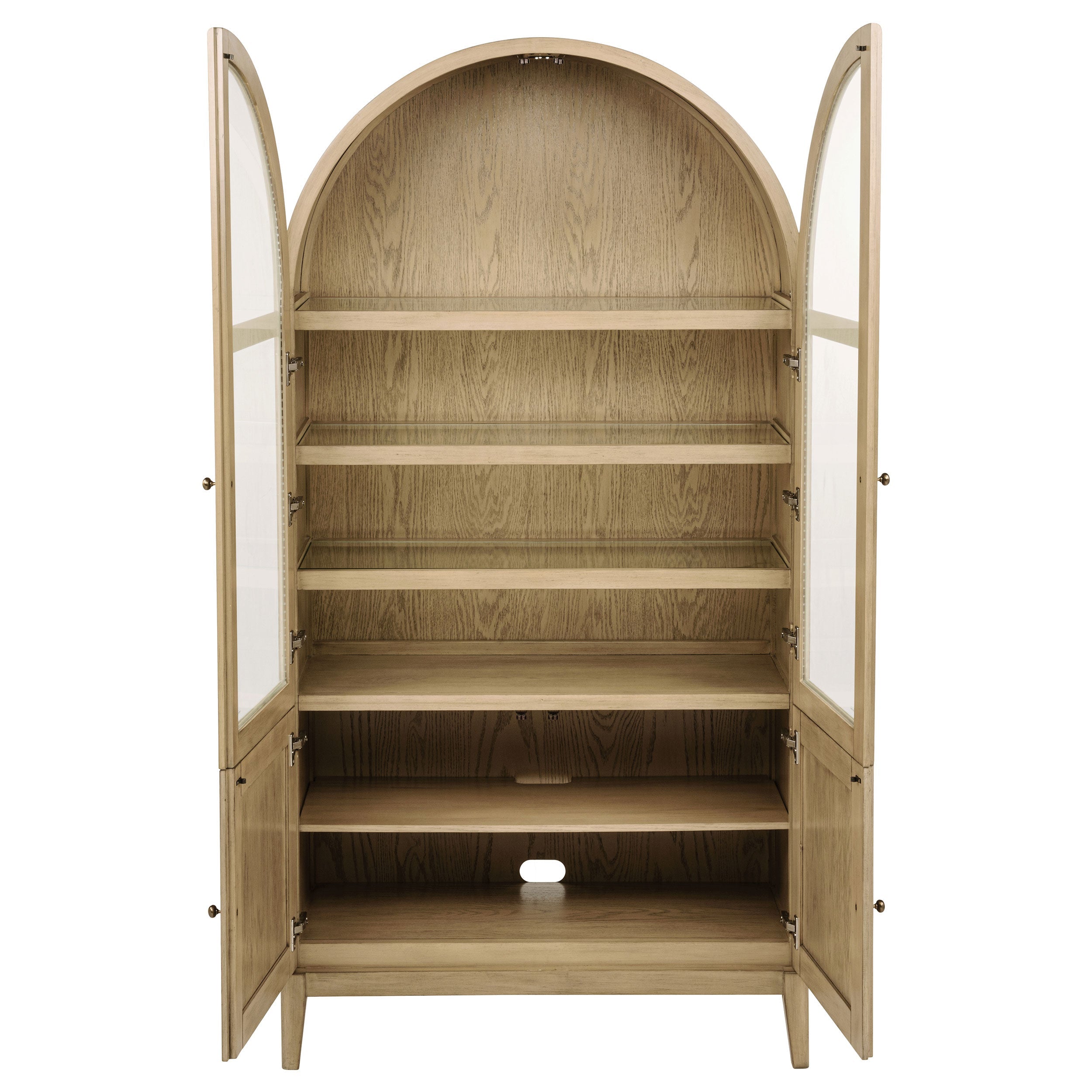 Kailani 4-Door Cane Dining Vitrine Display Cabinet Beige Oak