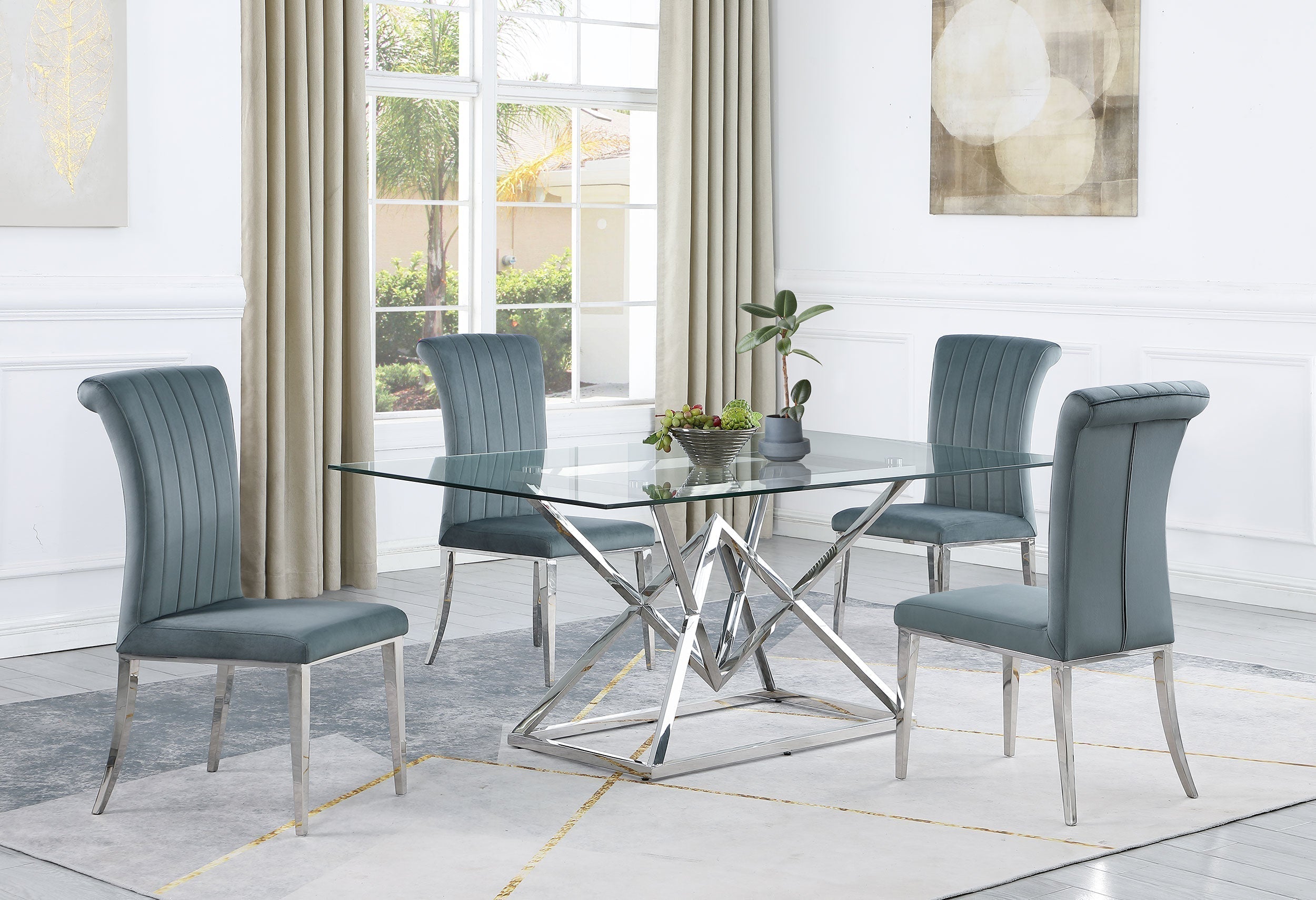Beaufort Dining Set Dark Grey and Chrome