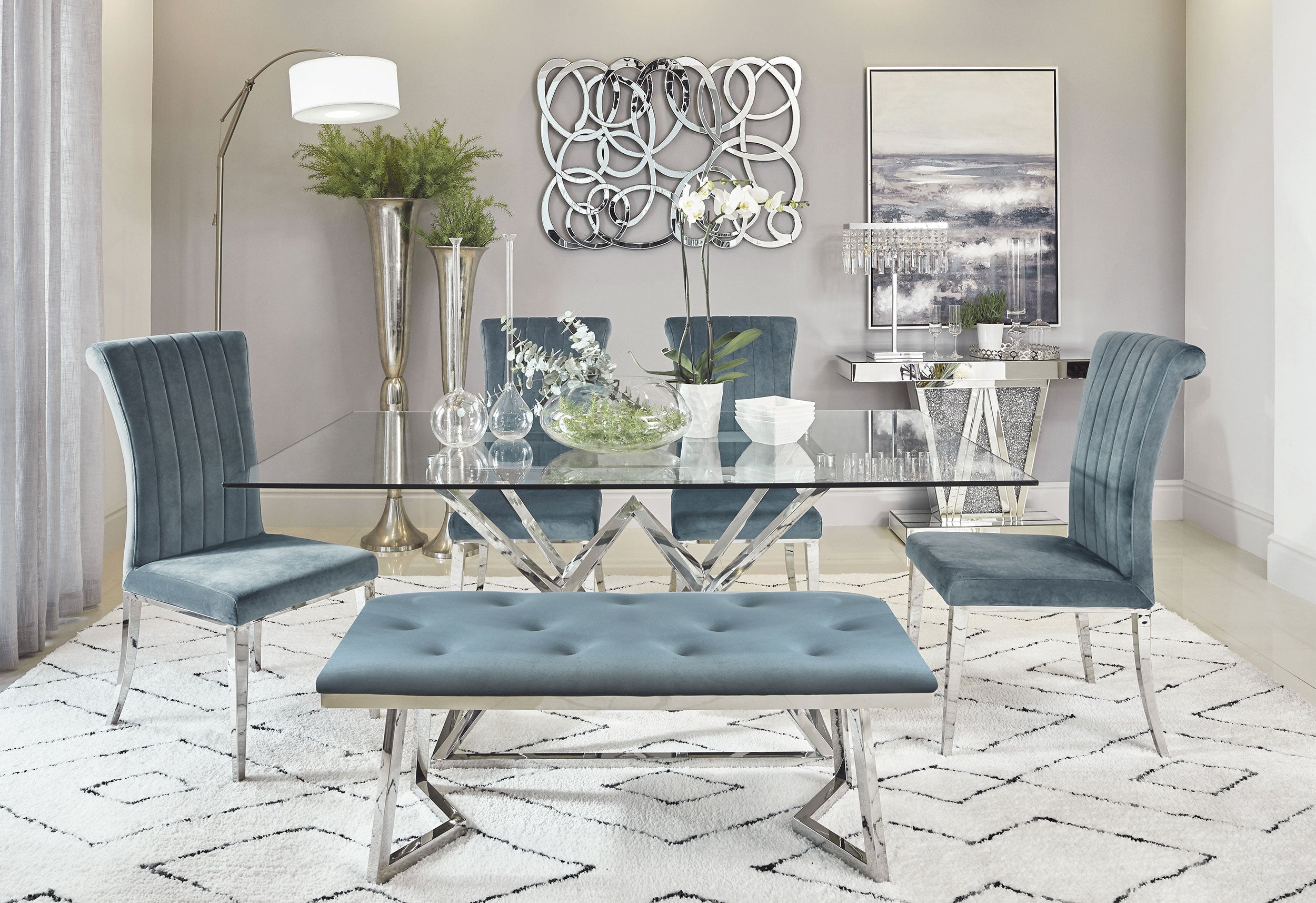 Beaufort Dining Set Dark Grey and Chrome