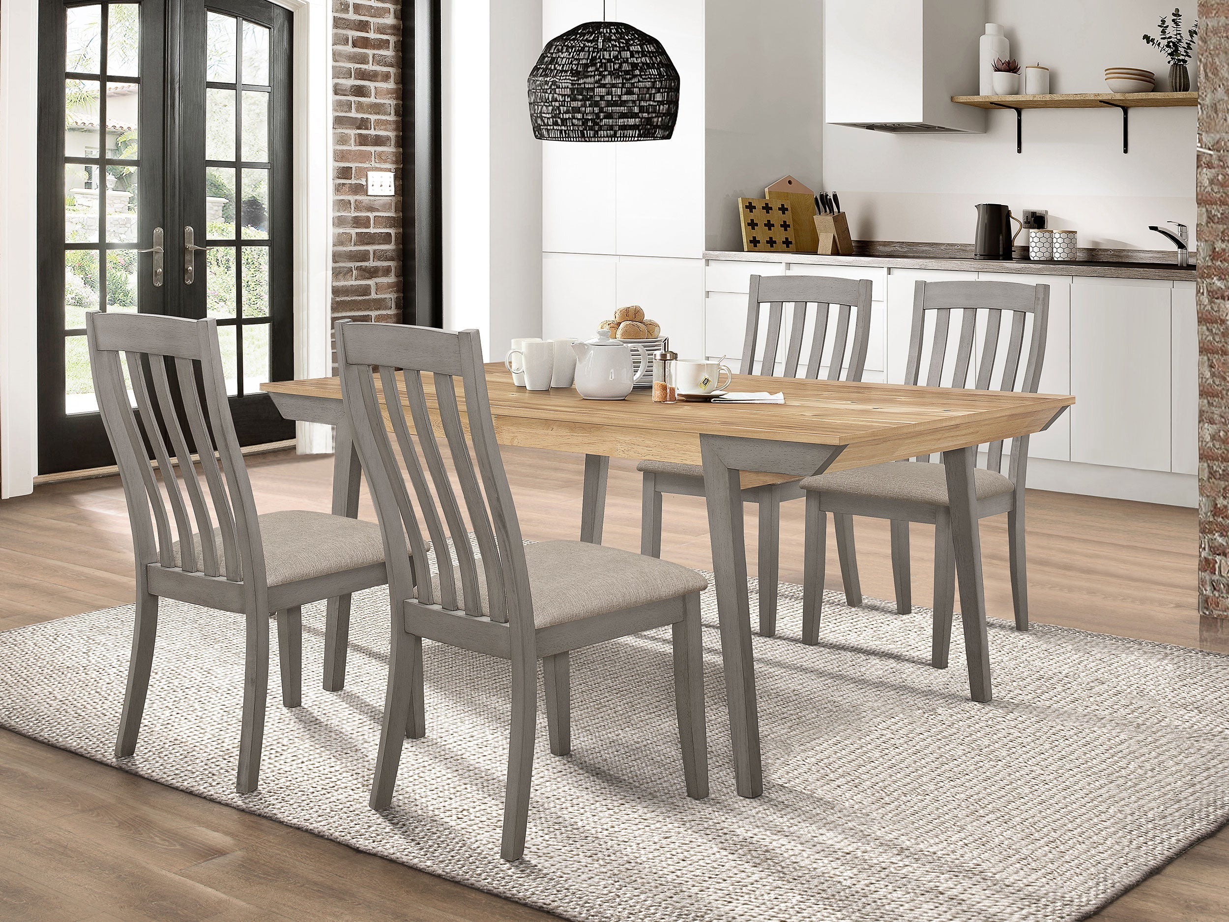 Nogales Rectangle Dining Set Acacia and Coastal Grey