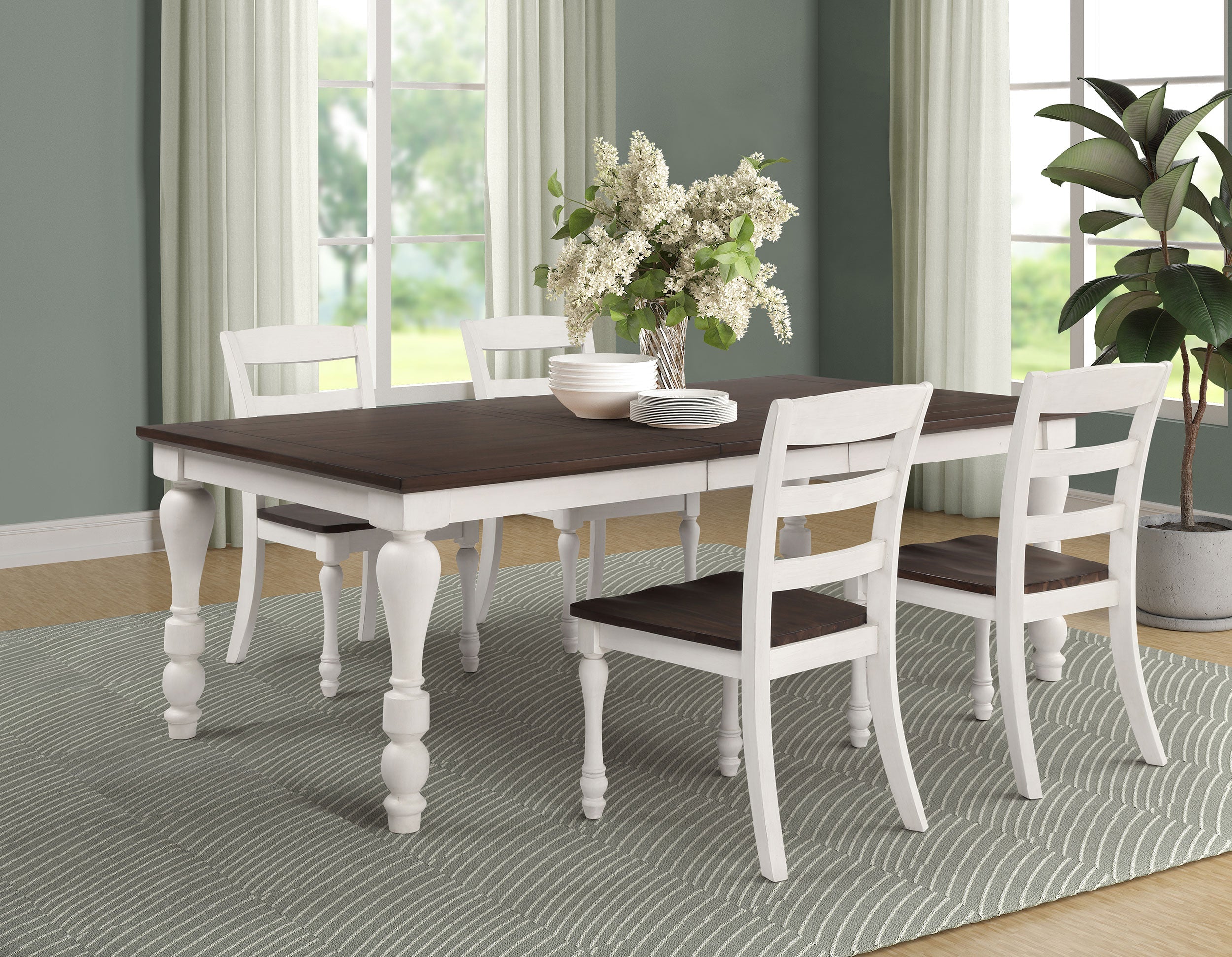 Madelyn Rectangle Dining Set Dark Cocoa and Coastal White