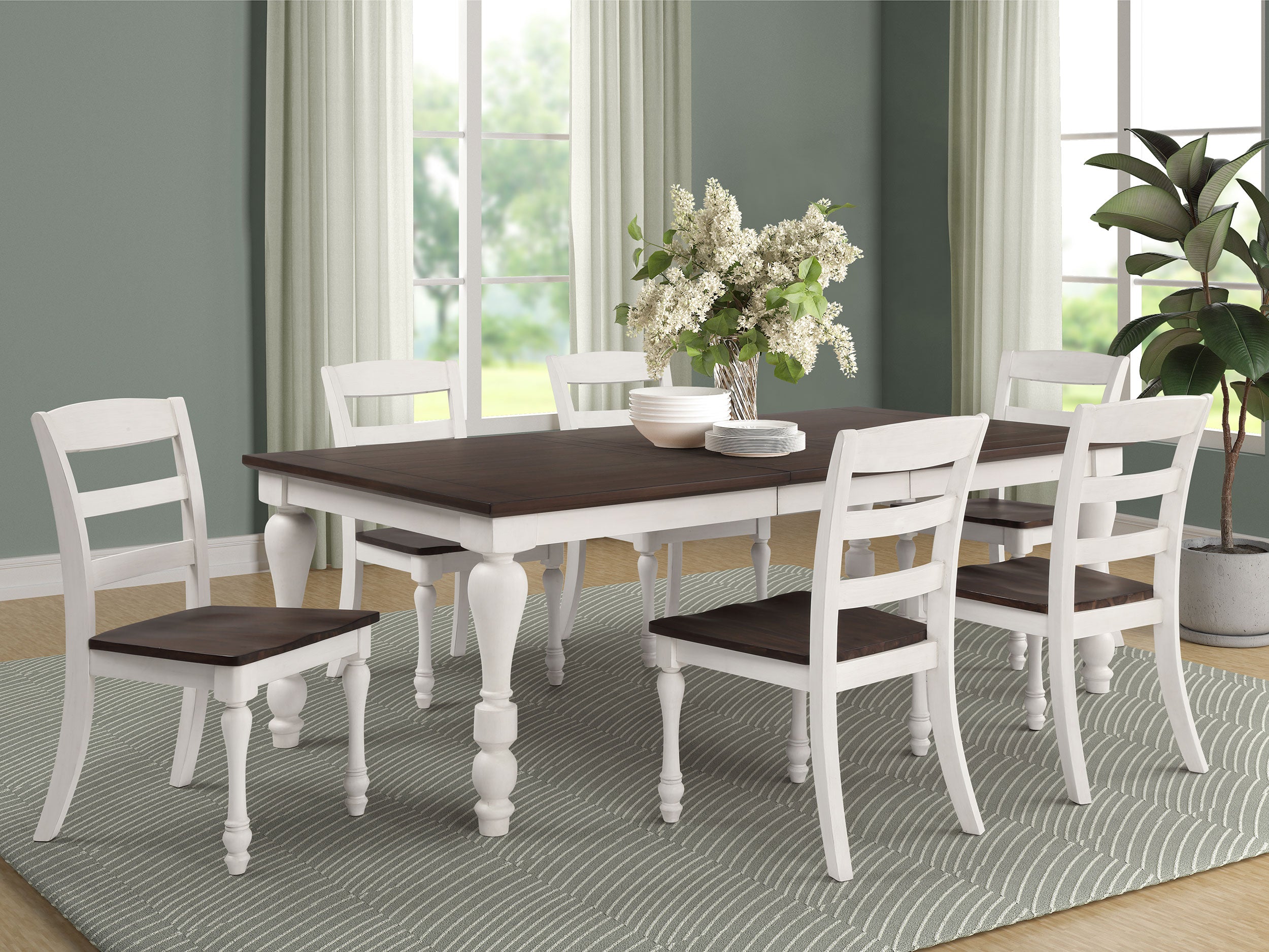 Madelyn Rectangle Dining Set Dark Cocoa and Coastal White