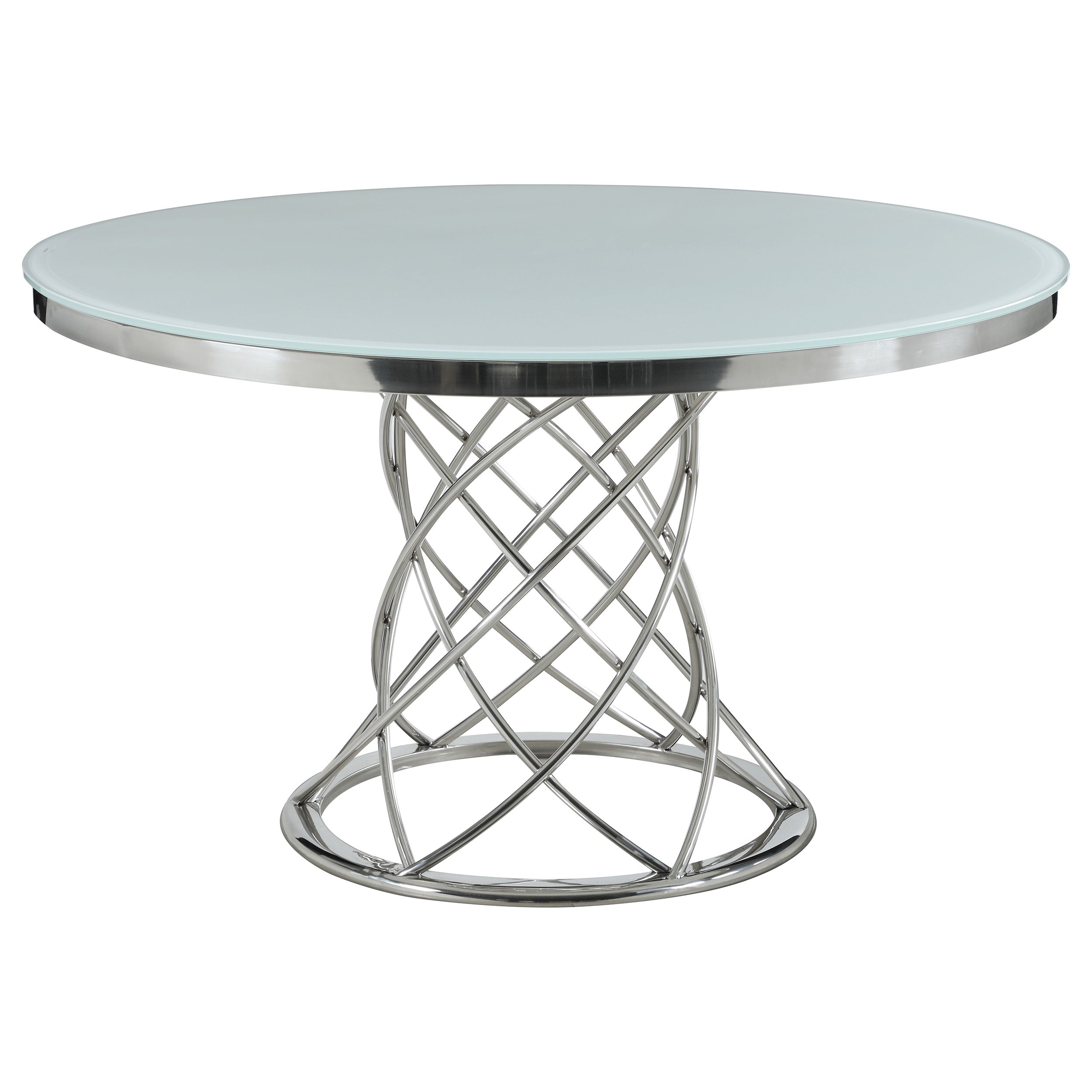 Irene Round Glass Top Dining Set White and Chrome